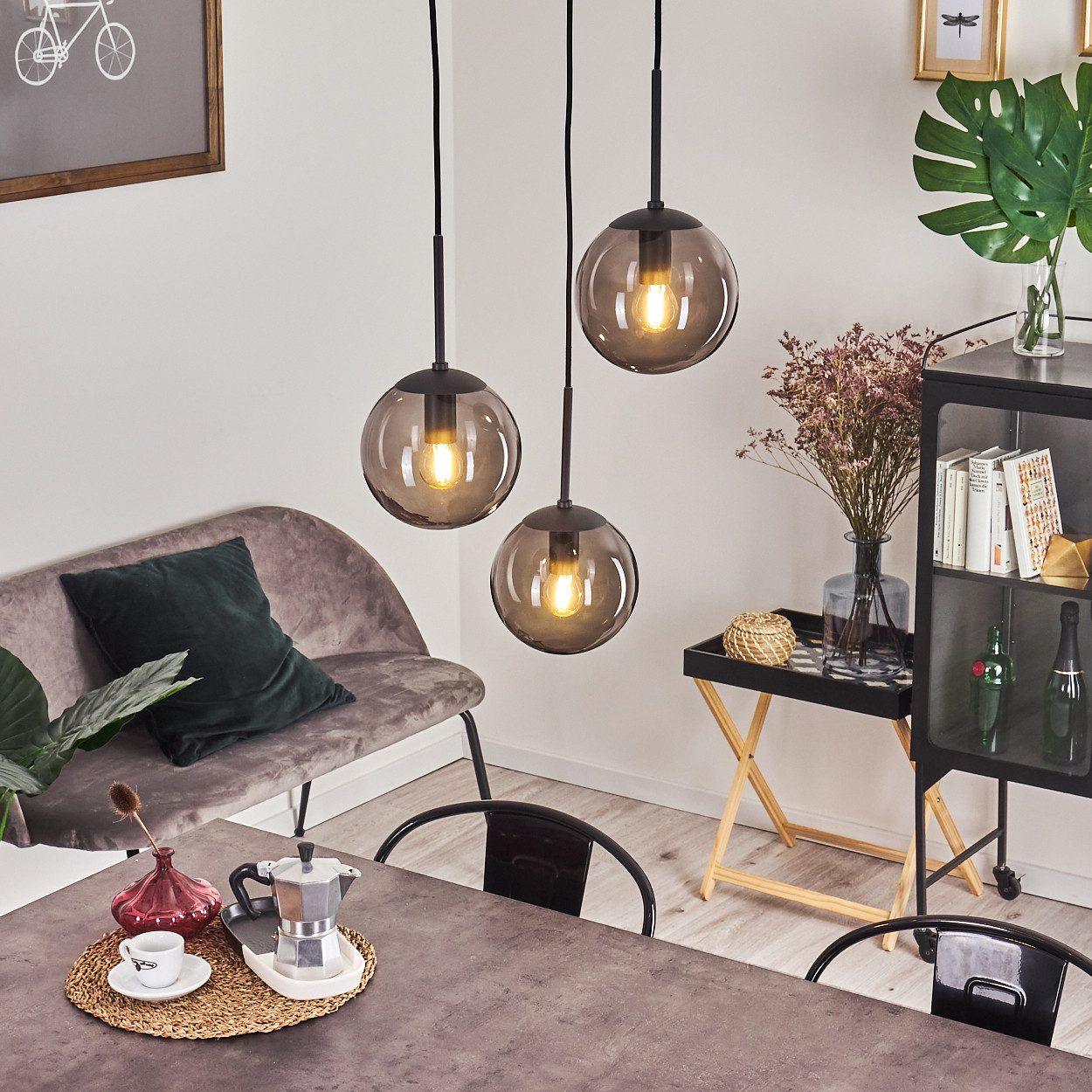 hofstein Pendelleuchte »Arviè« Hängelampe aus Metall/Glas günstig online kaufen