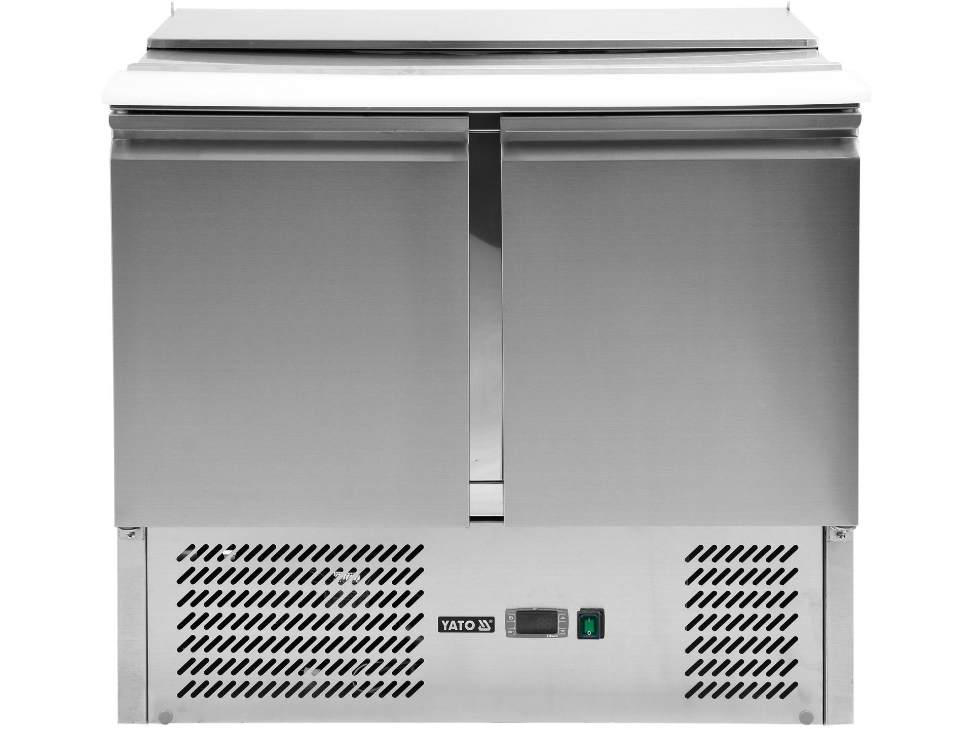 Yato Arbeitstisch Kühltheke, Kühltisch mit Abdeckung, 2 Türen, 170W, 240L, 900x700x876mm (PE, PE)