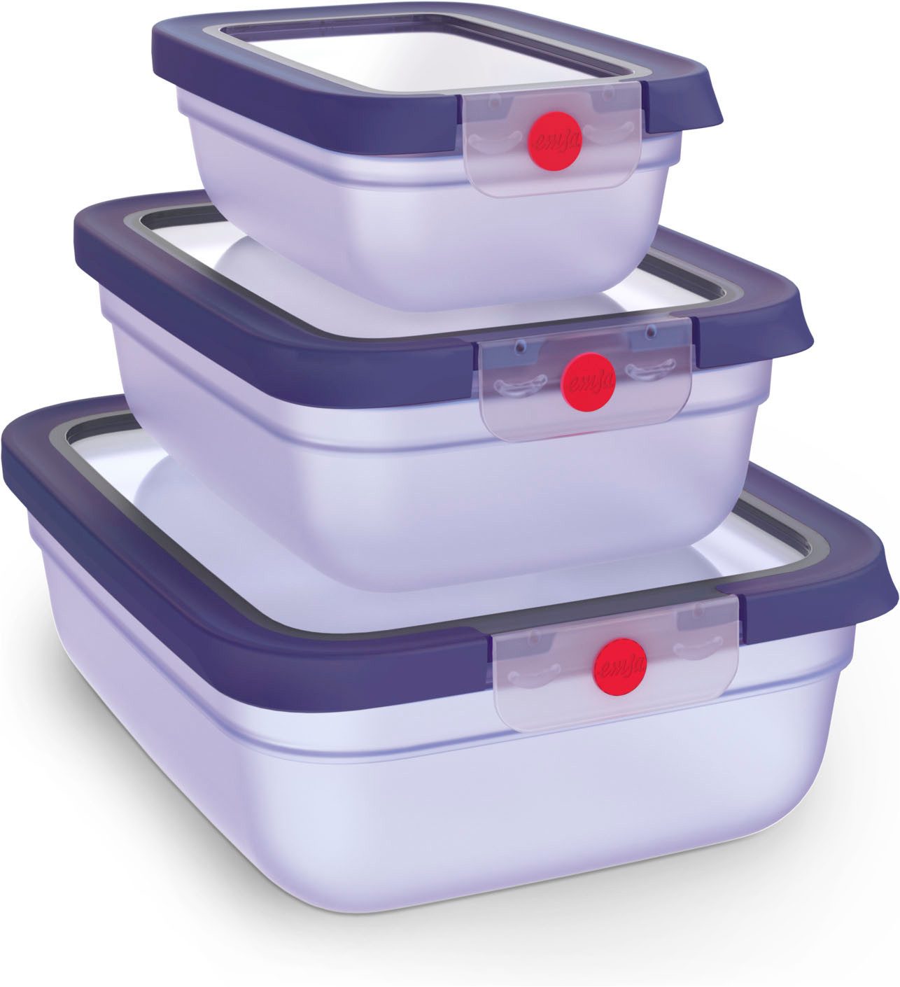 Emsa Frischhaltedose oneClick, Polyprophylen (PP), (Set, 3-tlg), verschlossen mit nur 1 x Klick, 100% dicht, made in Germany