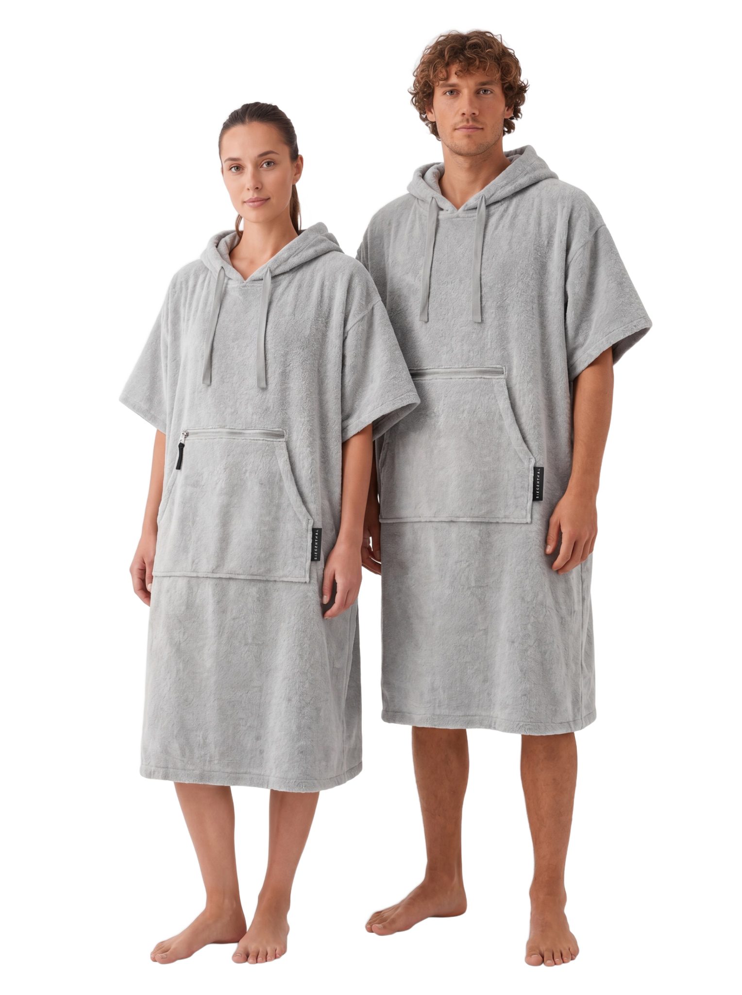 SIEGENTHAL Badetücher SIEGENTHAL® Strandponcho für Damen, Herren & Kinder aus Baumwolle, Integrierte Reißverschlusstasche für Wertsachen