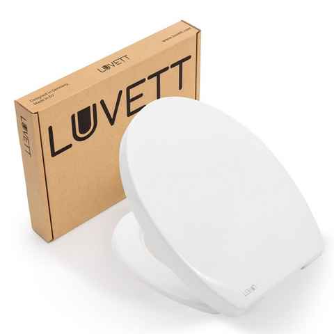 LUVETT WC-Sitz Universal C210 (Inklusive 3 Befestigungsarten), mit Absenkautomatik, Wrap-Over, Duroplast, Deutsche Markenqualität