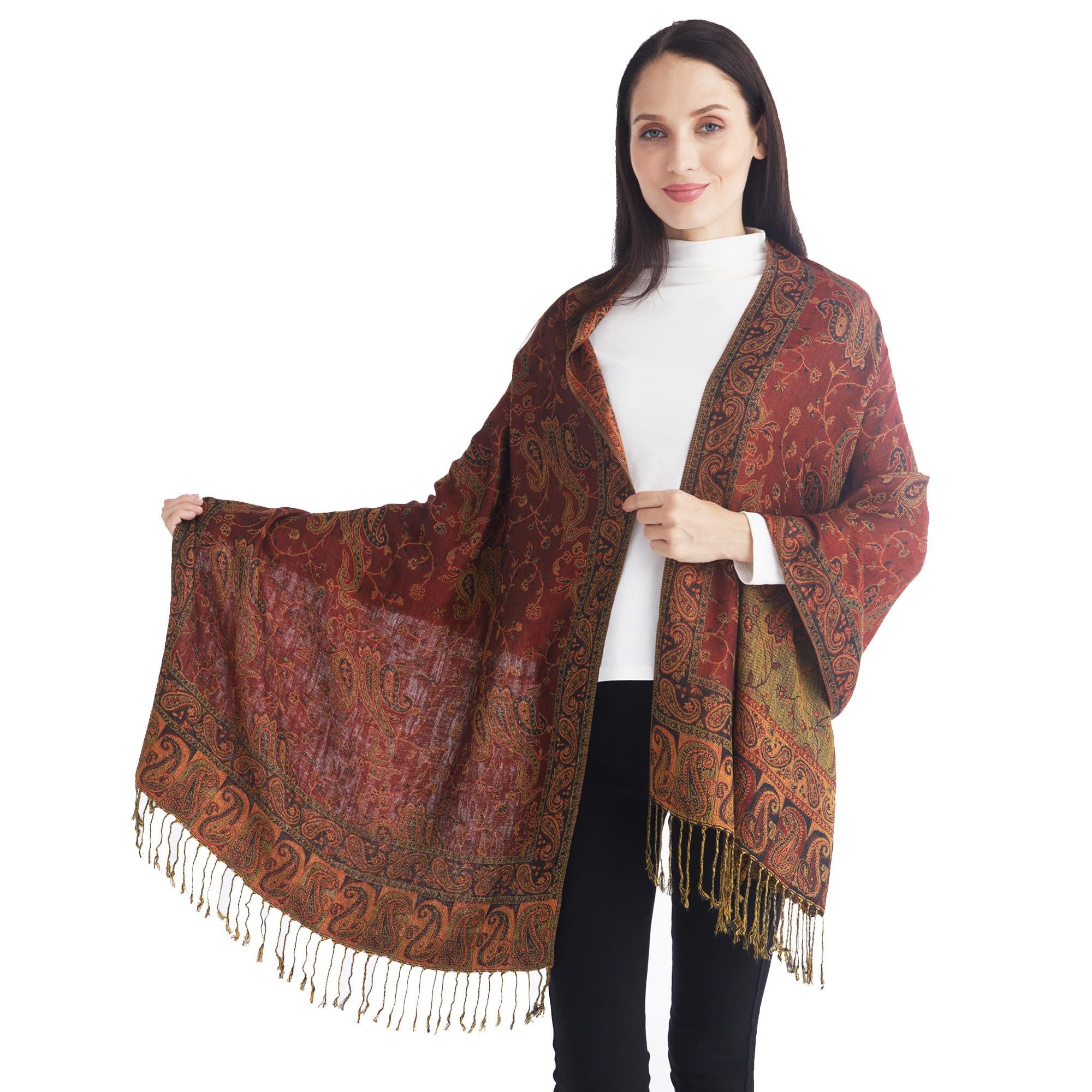 Coonoor Modeschal Retro-Schal für Damen, mit Quaste, Fransen Halstuch, Kopfschal, (Blumenmuster, Poncho-Druck), Für Herbst und Winter