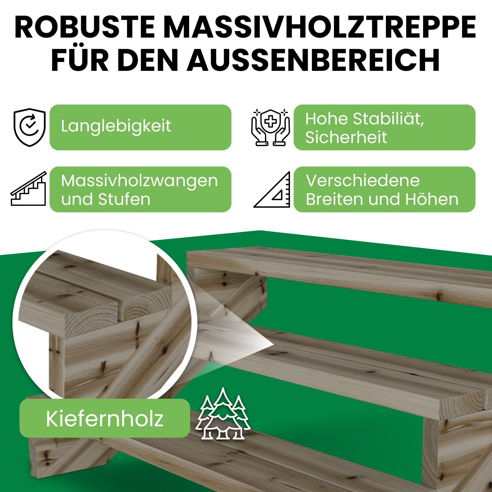 Gartenwelt Riegelsberger Außentreppe Terrassentreppe Kiefer kesseldruckimpr günstig online kaufen