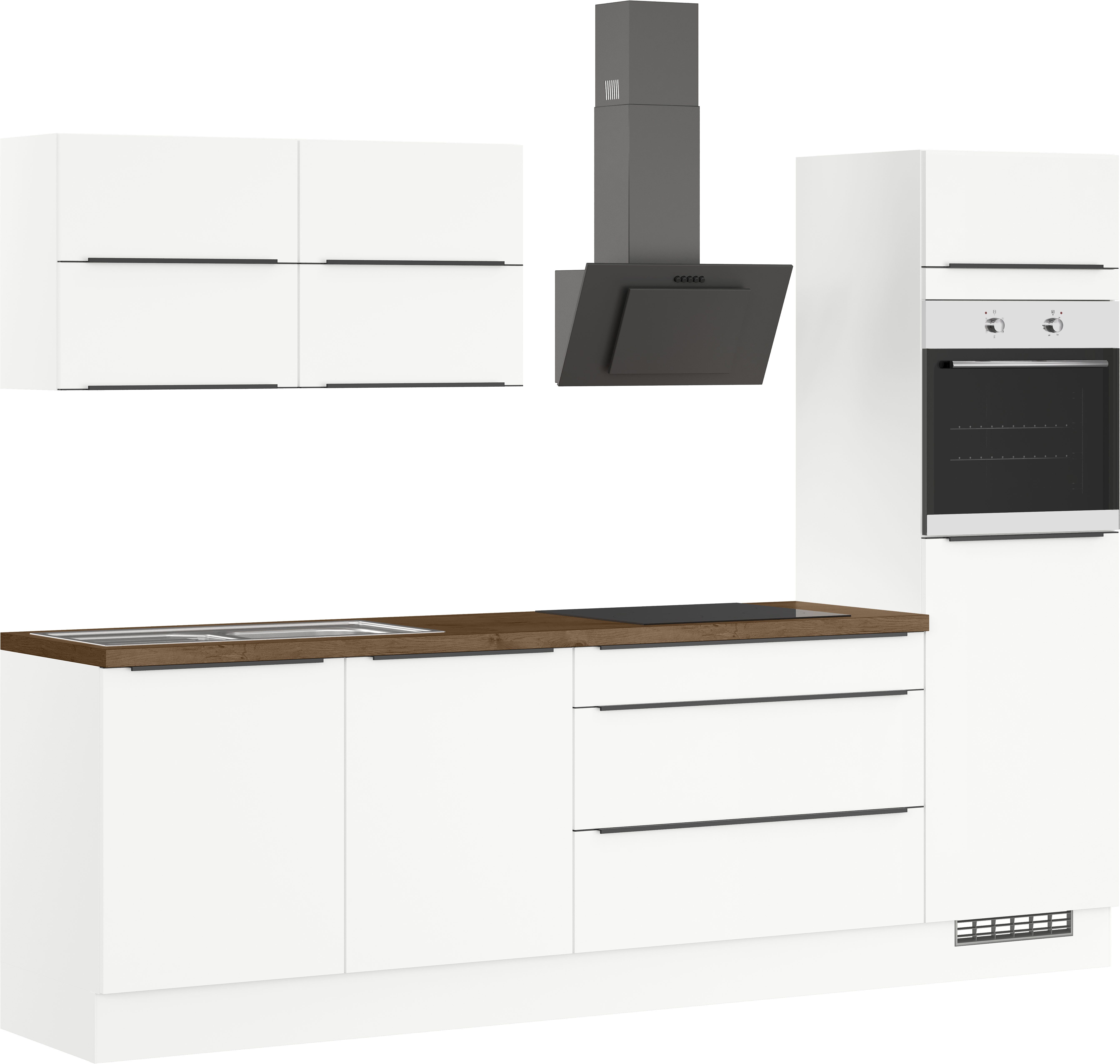 IMPULS KÜCHEN Küchenzeile "Toledo", Ausrichtung wählbar, Schubkästen mit Soft-Close, vormontiert, wahlweise mit E-Geräten, Breite 280 cm