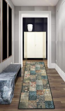 Teppich Moderner Teppich eleganter Stil mit Quadraten orientalisch gemustert braun grau orange mehrfarbig, Teppich-Traum, rechteckig, Höhe: 2 mm