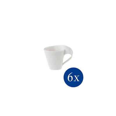 Villeroy & Boch Tasse NewWave Espressotasse, 80 ml, 6 Stück, weiß, Porzellan