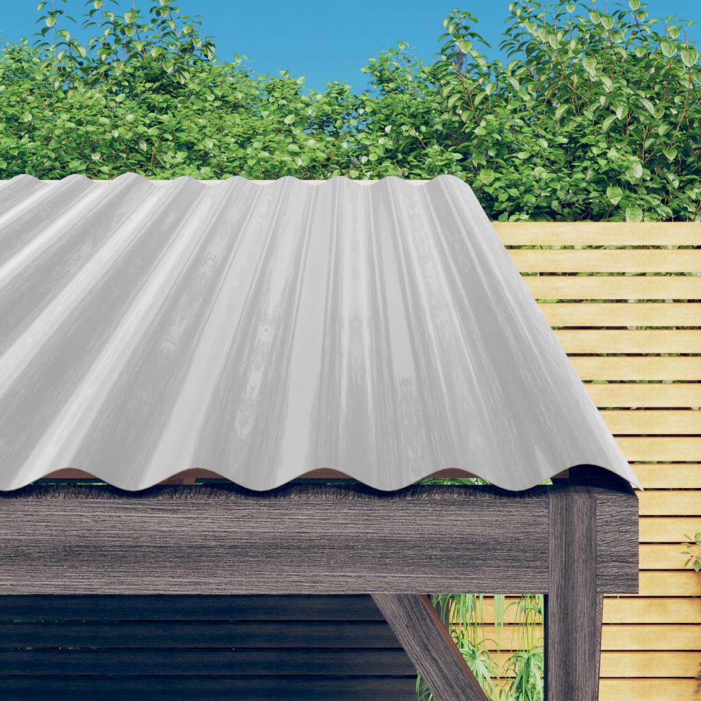 Thumbnail - vidaXL Wellblech, Dachpaneele 12 Stk. Pulverbeschichteter Stahl Silbern 100x36 cm
