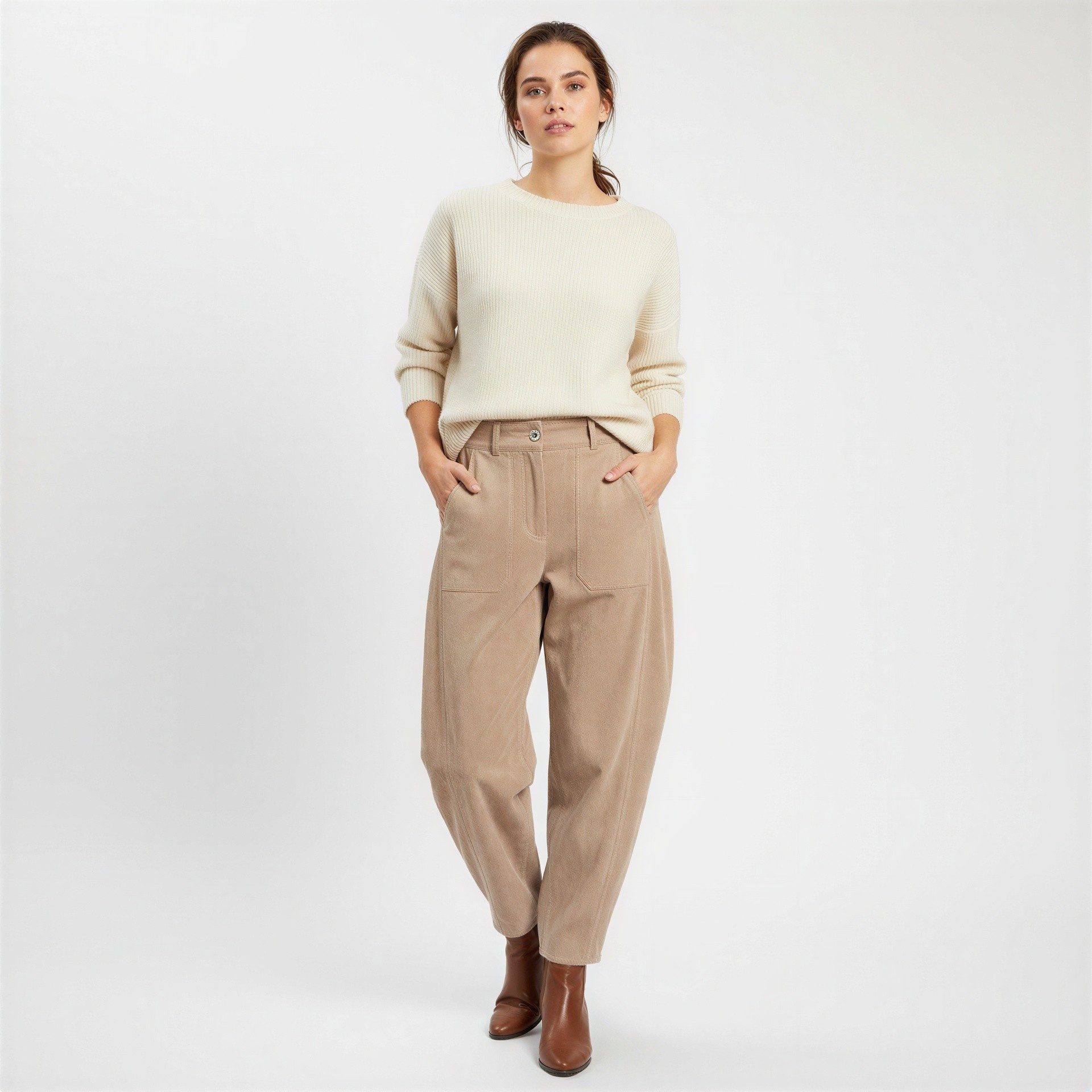 May Gem Schlupfhose Damen Velourshose im Balloon-Stil