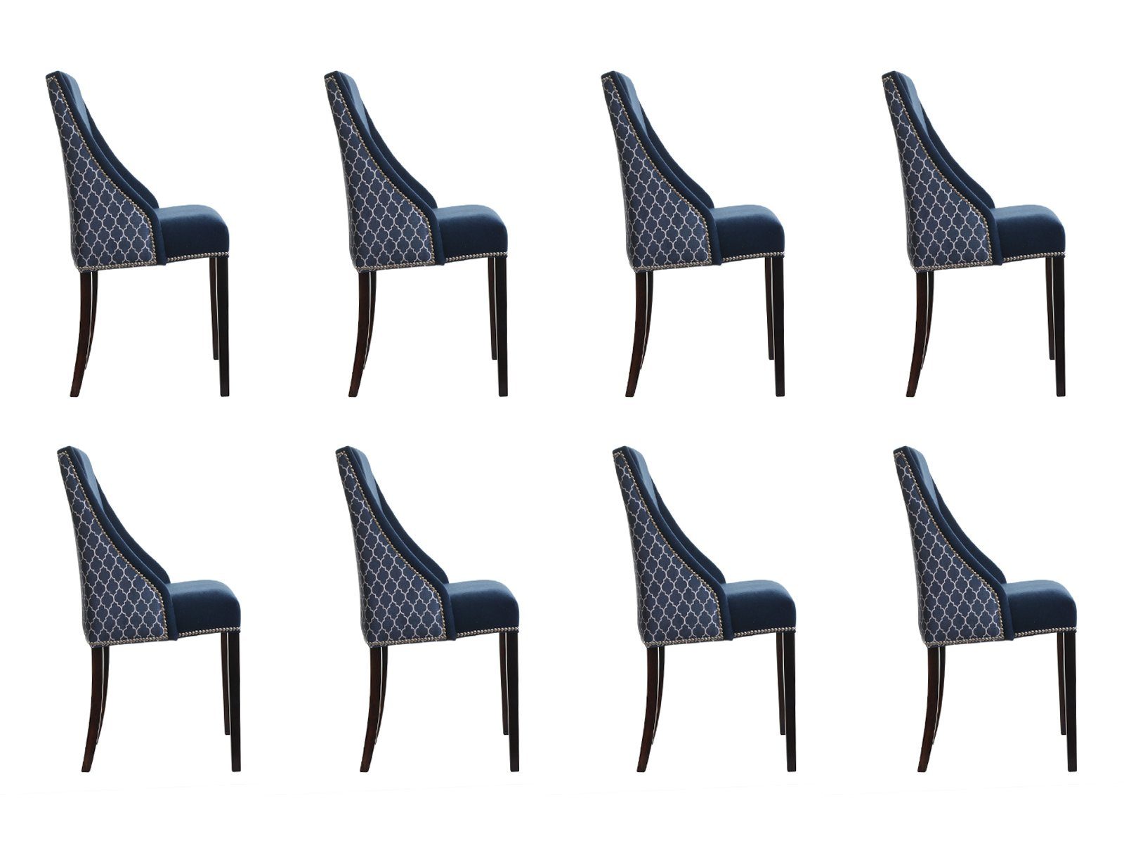 Chesterfield Stühle Lehn Stuhl 8x Leder Stuhl, Design Klassische JVmoebel Sessel Flora Polster