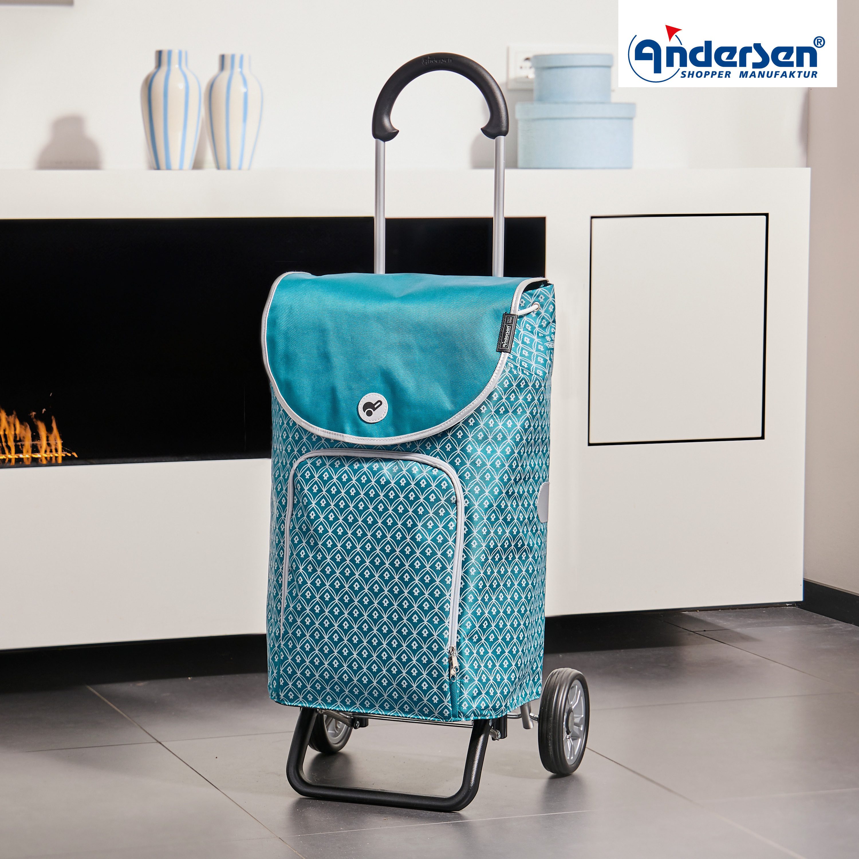 Andersen Einkaufstrolley Scala Shopper Plus Famke petrol, Thermofach 16 Liter, klappbar, belastbar bis 30kg, wasserabweisend