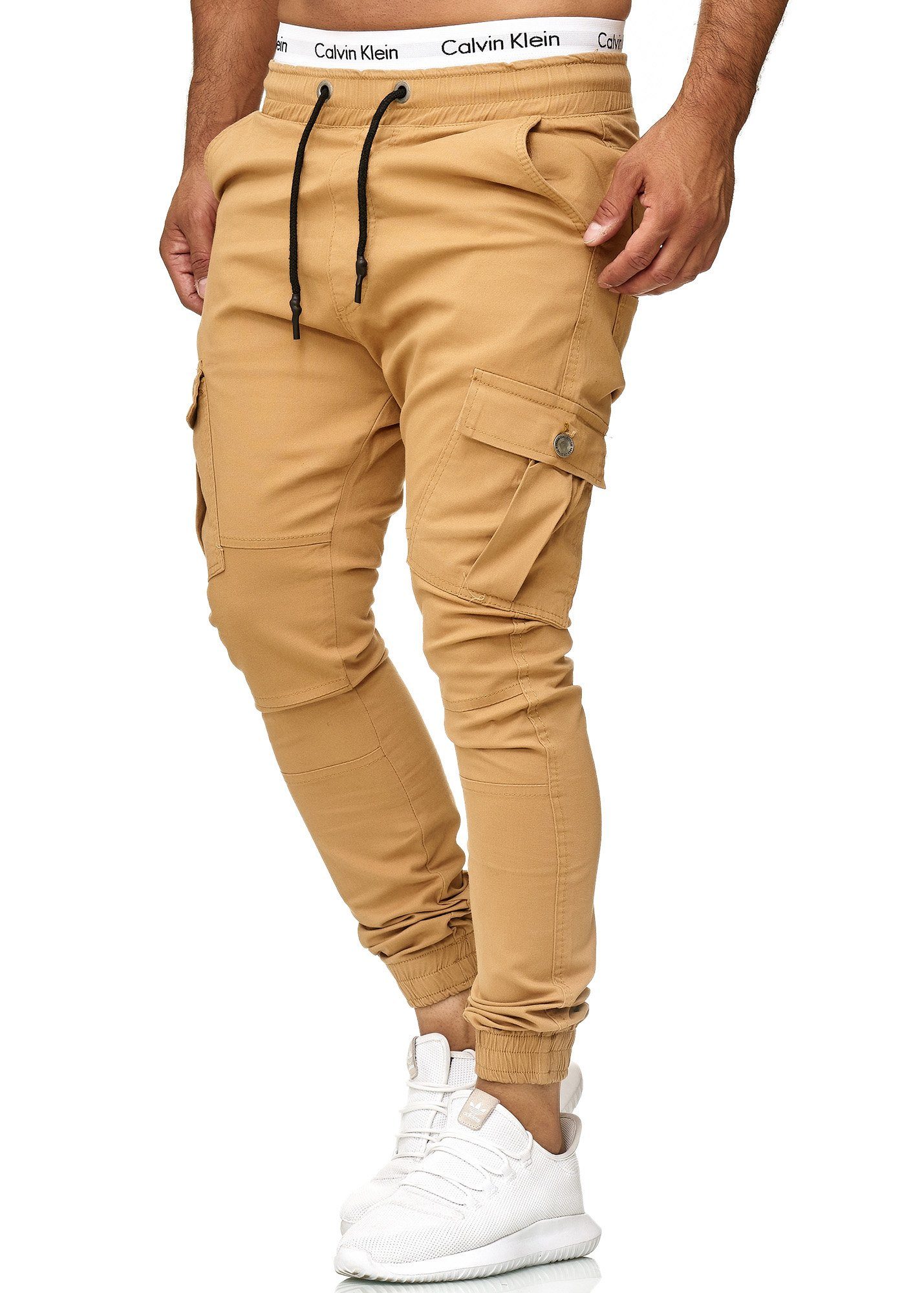 1-tlg) Beige (Chino Casual Straight-Jeans Business Streetwear, Freizeit Cargohose 1039 OneRedox