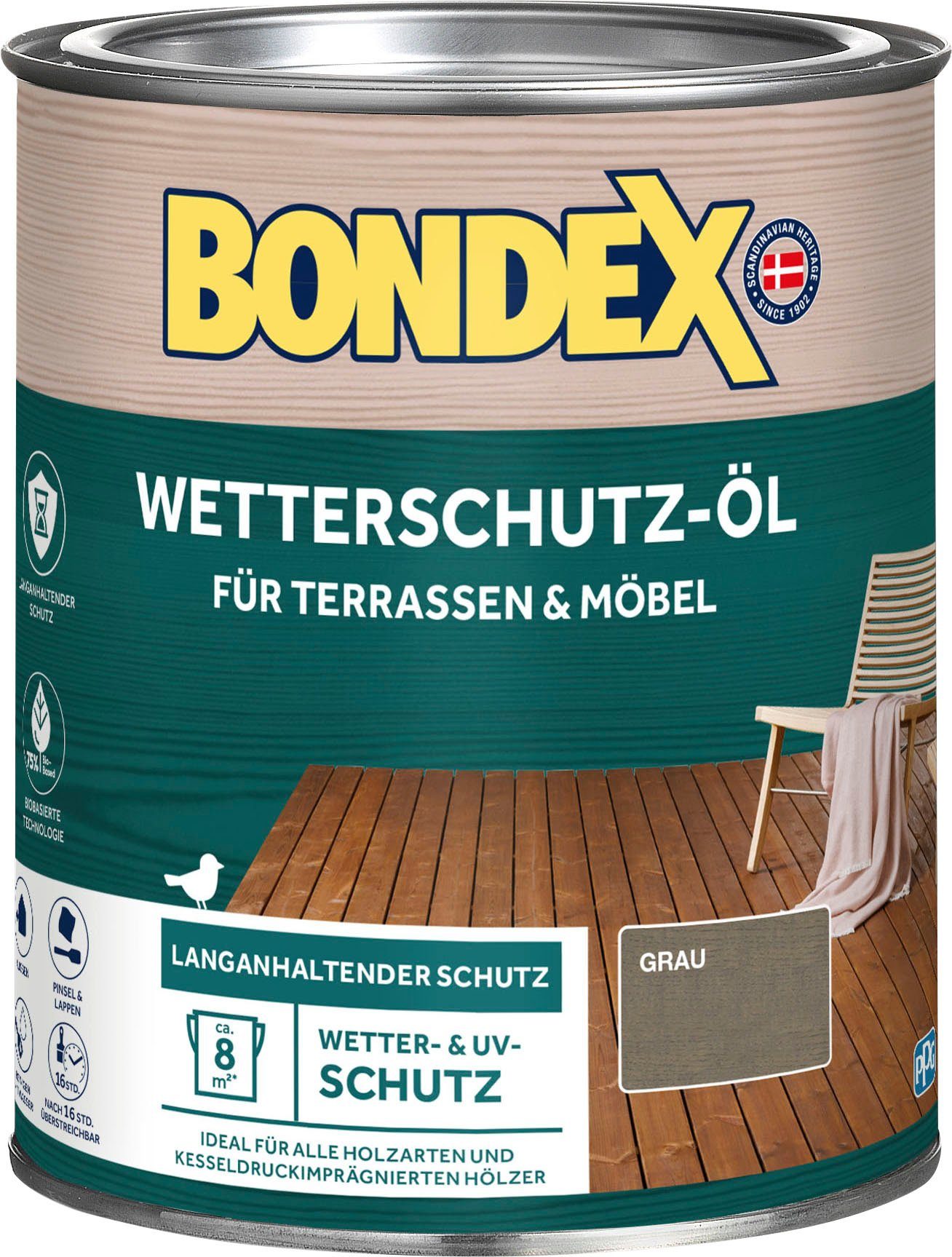 Bondex Holzöl Wetterschutz-Öl, Semi transparent Grau
