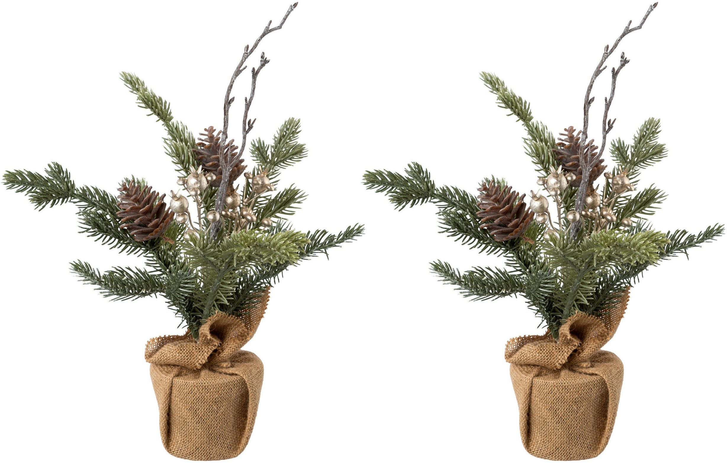 Creativ green Künstlicher Weihnachtsbaum Weihnachtsdeko, künstlicher Christbaum, Tannenbaum, im Jutesäckchen | Künstliche Weihnachtsbäume