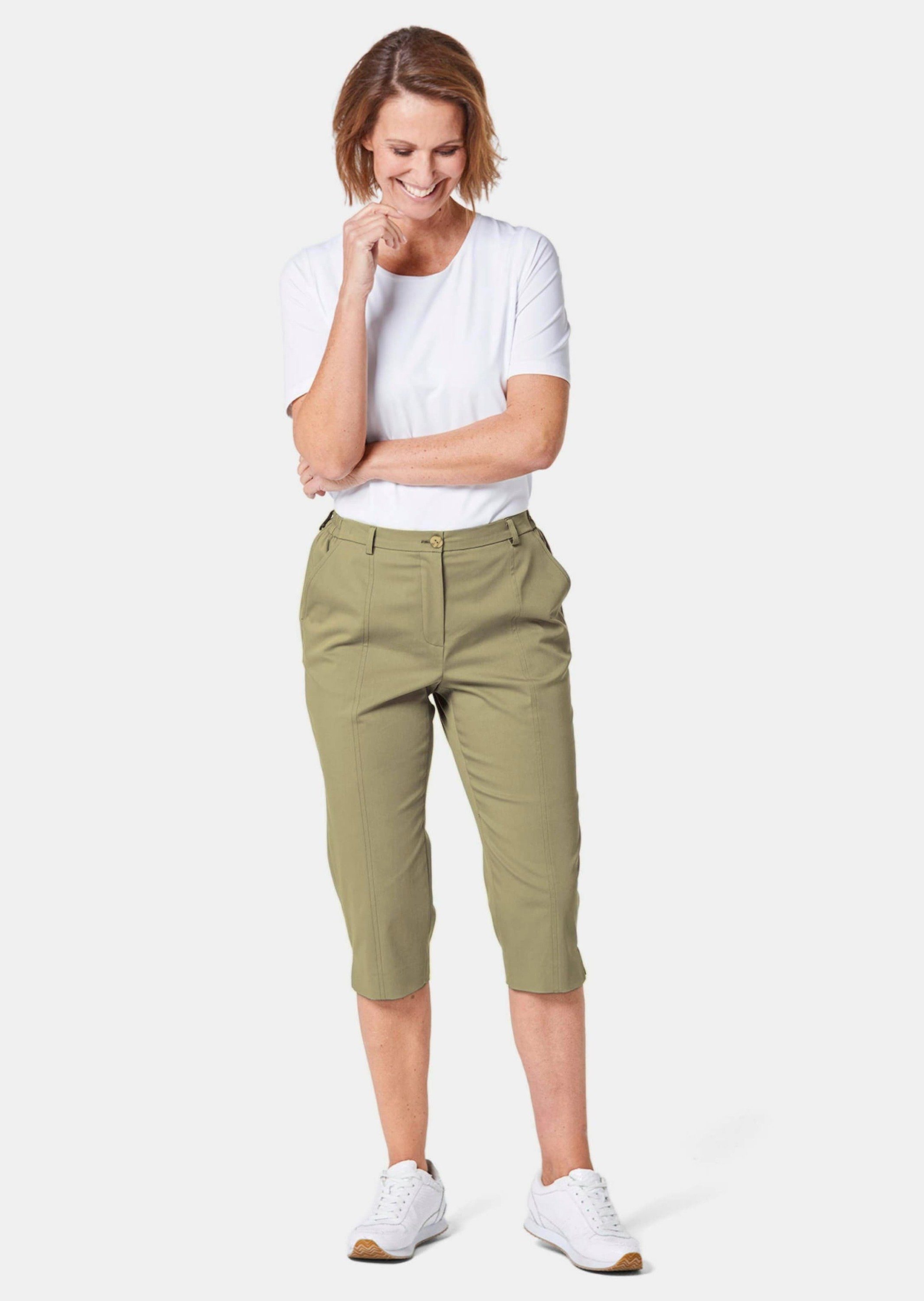 GOLDNER Caprihose Kurze Caprihose aus Satin mit Stretch
