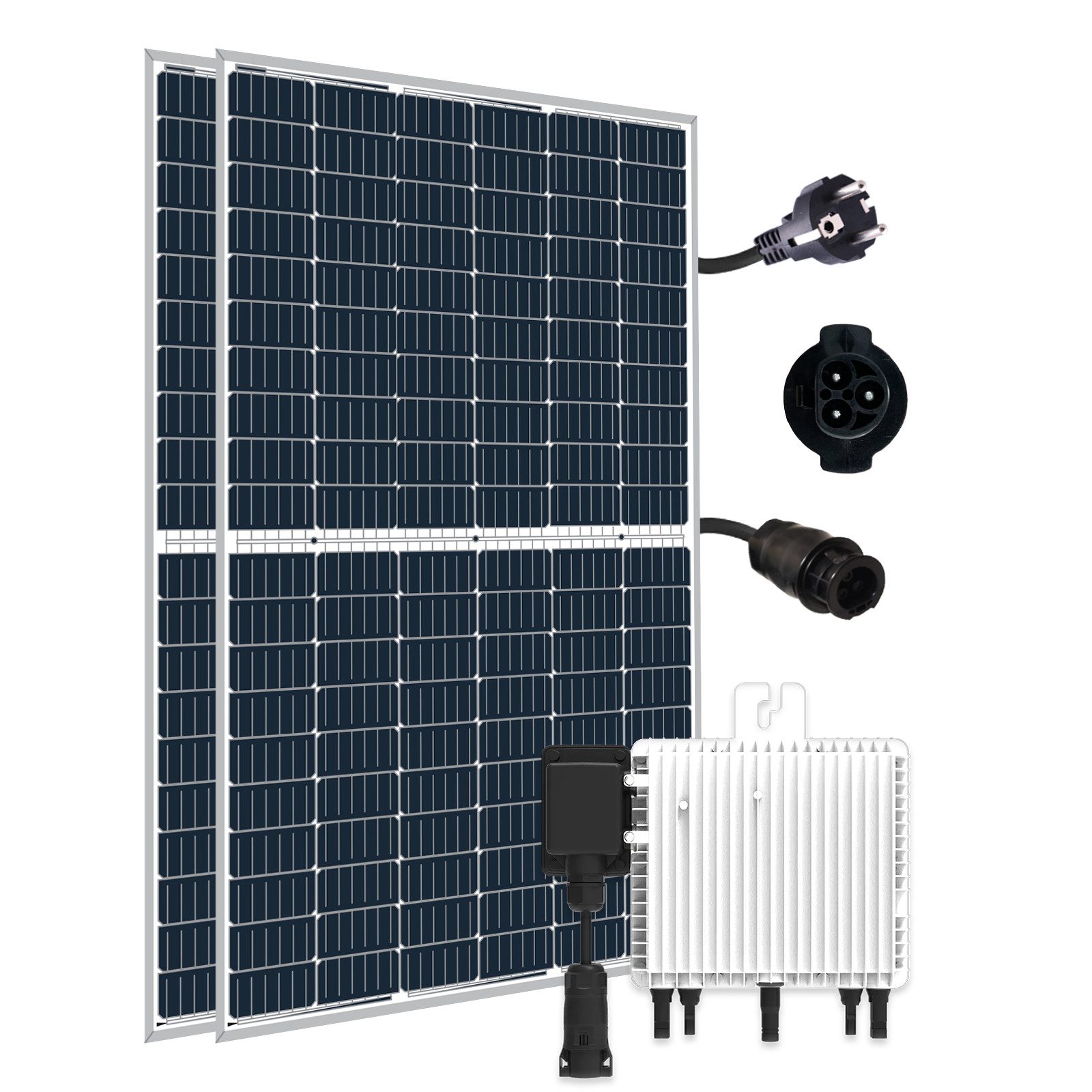 Stegpearl Solaranlage 720W/800W Balkonkraftwerk 2x360W Silberrahmen Photovoltaik Solaranlage, 720,00 W, Monokristallin, (Komplettset, 6-St., DEYE 800W WLAN Wechselrichter drosselbar auf 800W/600W mit 10m Kabel), Plug & Play Einfache Installation und WLAN Einrichtungen