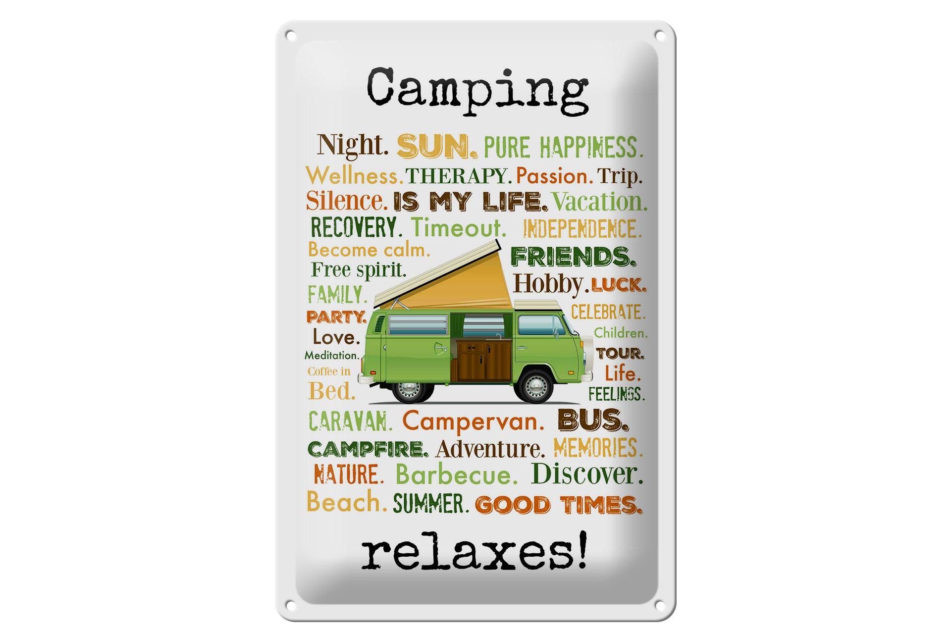 Metallbild Spruch 20x30 cm Camping relaxes