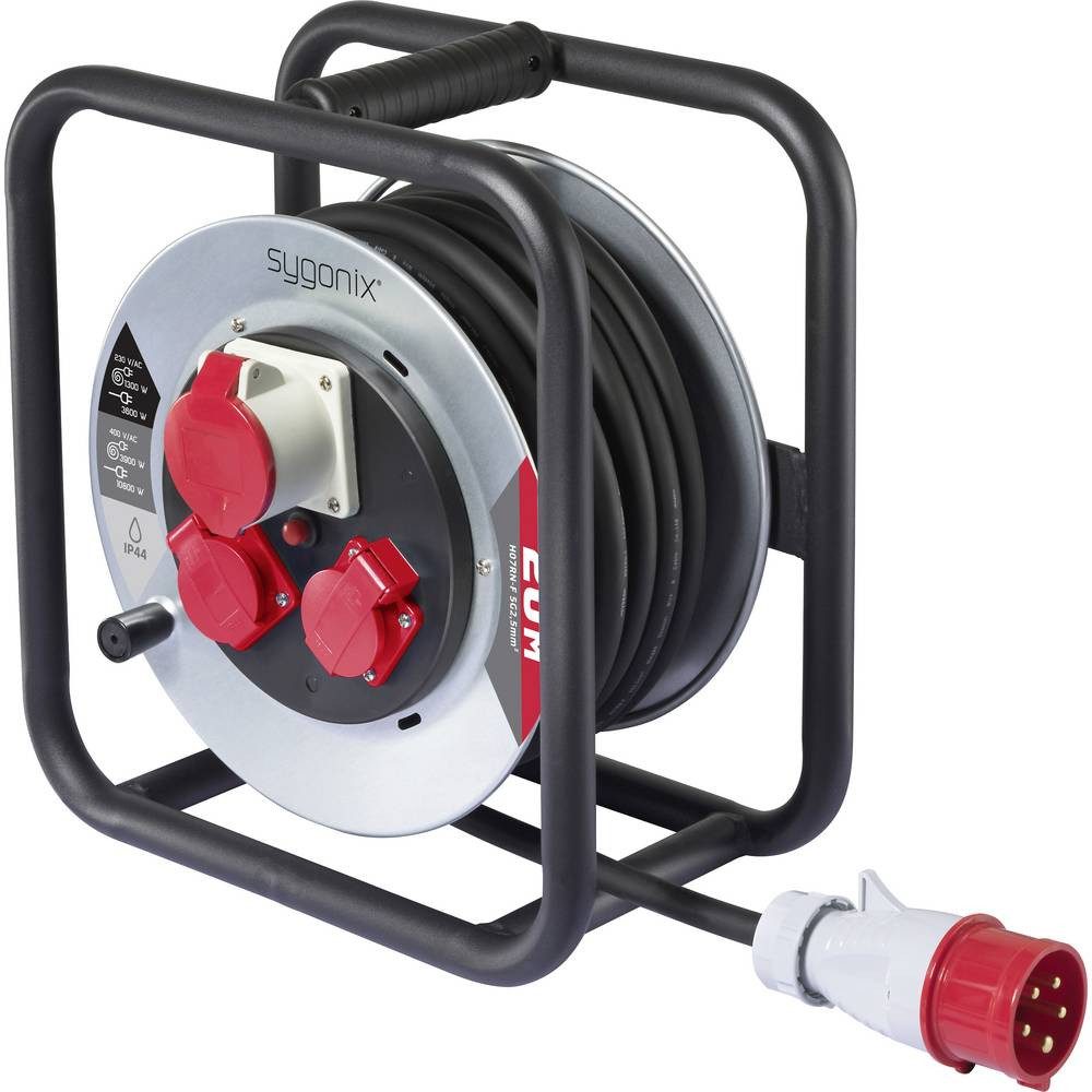 Sygonix SY-10236114 Kabeltrommel 20 m Schwarz CEE-Stecker 16 A 5polig Kabeltrommel