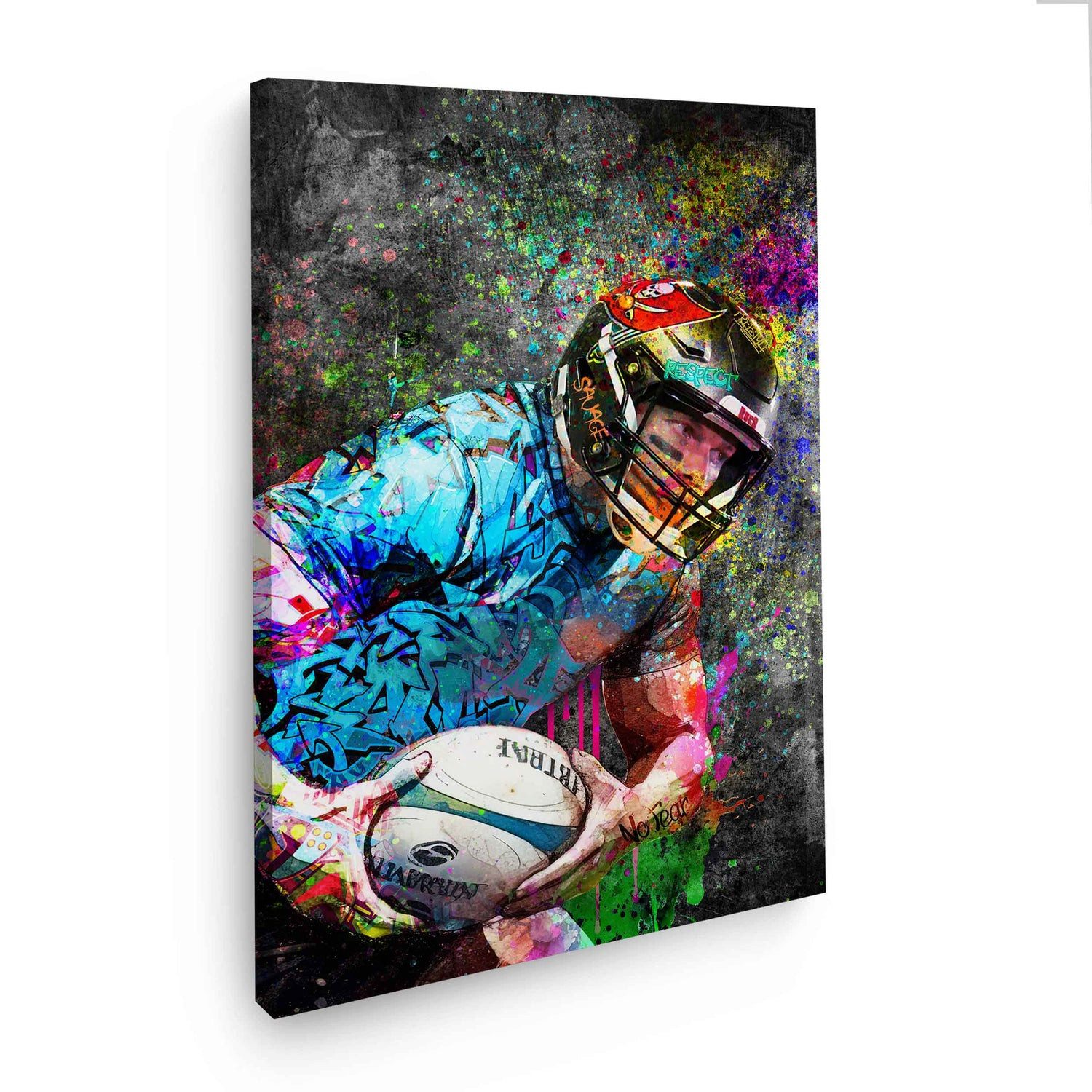 Artedinoi Leinwandbild American Football Brady Style Graffiti Wandbild Leinwandbild Kunst XL