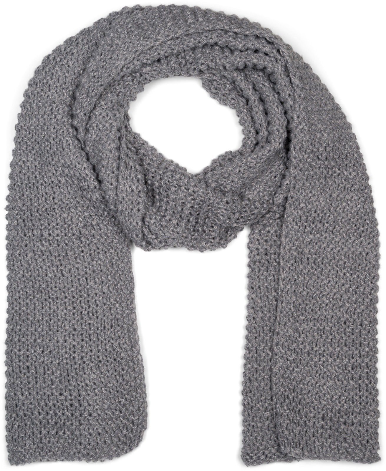 styleBREAKER Strickschal, (1-St), Langer Strick Schal mit Wellen Strickmuster Grau