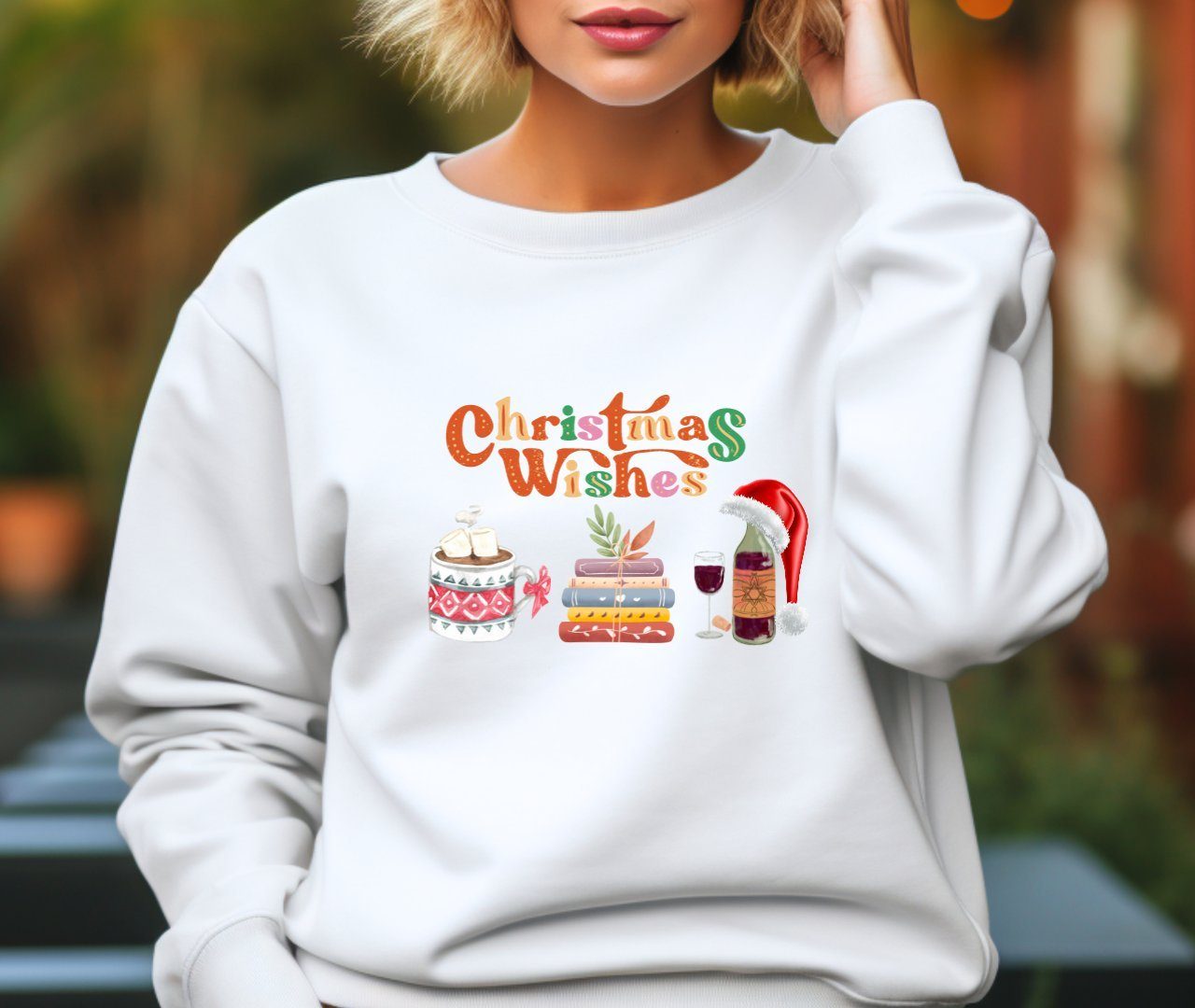 Quality Elegance Weihnachtssweatshirt My Christmas Wishes Cute Christmas Sweatshirt White