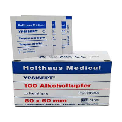 Holthaus Medical Wundpflaster YPSISEPT® Alkoholtupfer, 60 x 60 mm, 100 Stück - B07GQ1NNQV