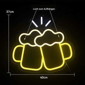 Welikera LED Dekolicht Gelbes Prost-Bier-Neonlicht, Wanddekoration, geeignet für Bars, Partys