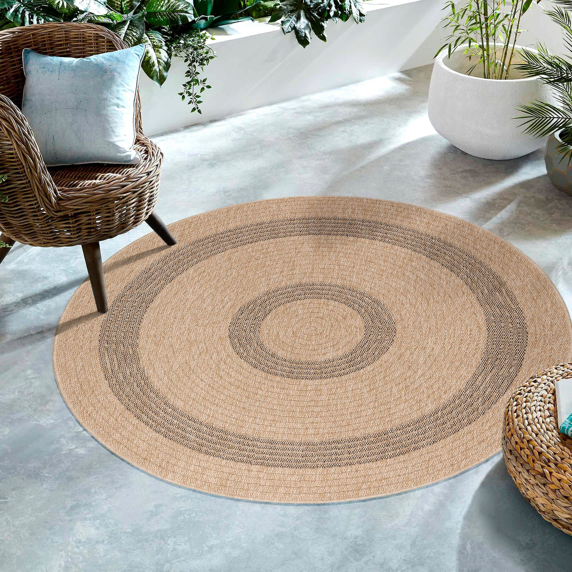 SIMPEX24 Outdoorteppich Vintage Design, Rund, Höhe: 5 mm, Runder Teppich Vi günstig online kaufen