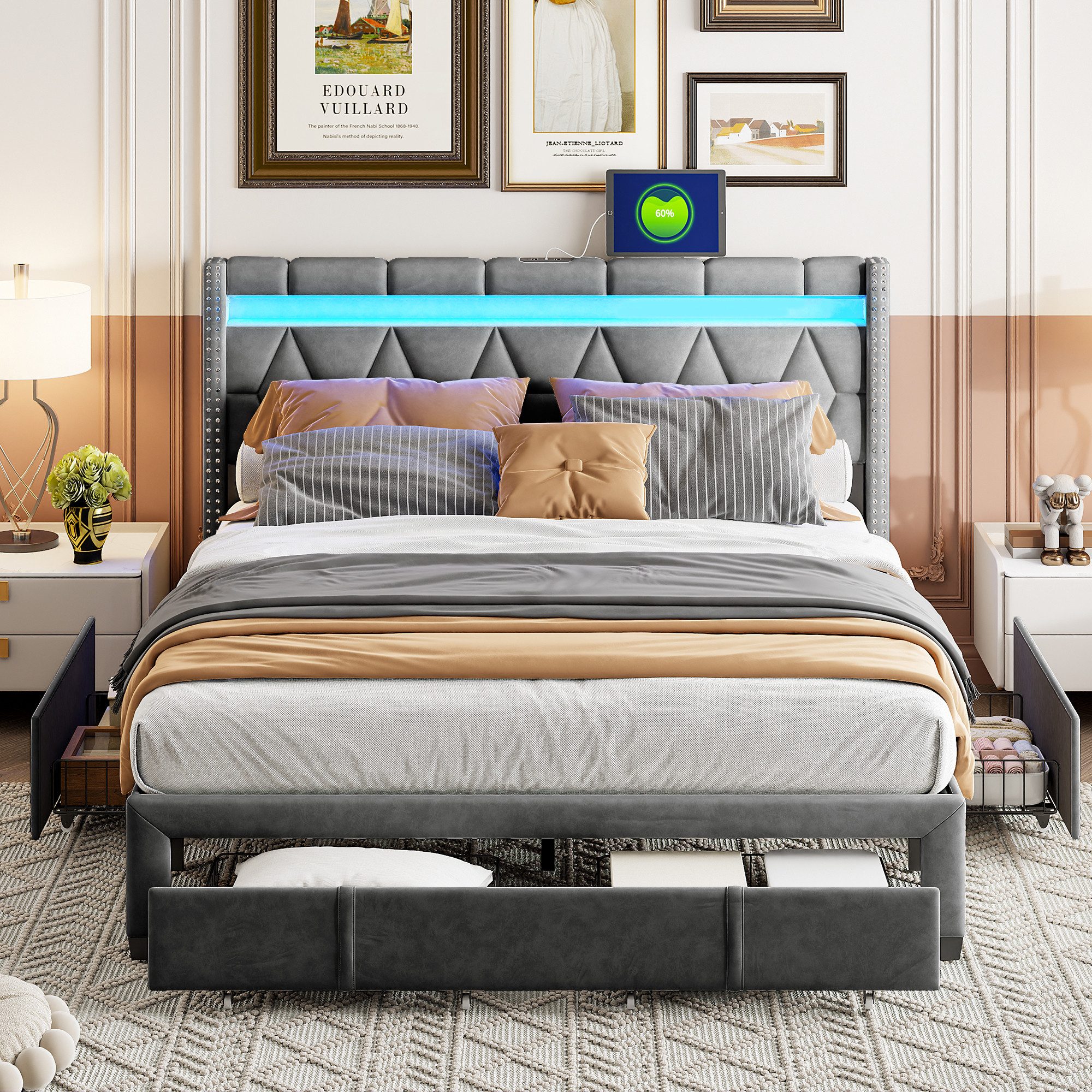 PXloue Funktionsbett Polsterbett Stauraumbett, Doppelbett, mit günstig online kaufen