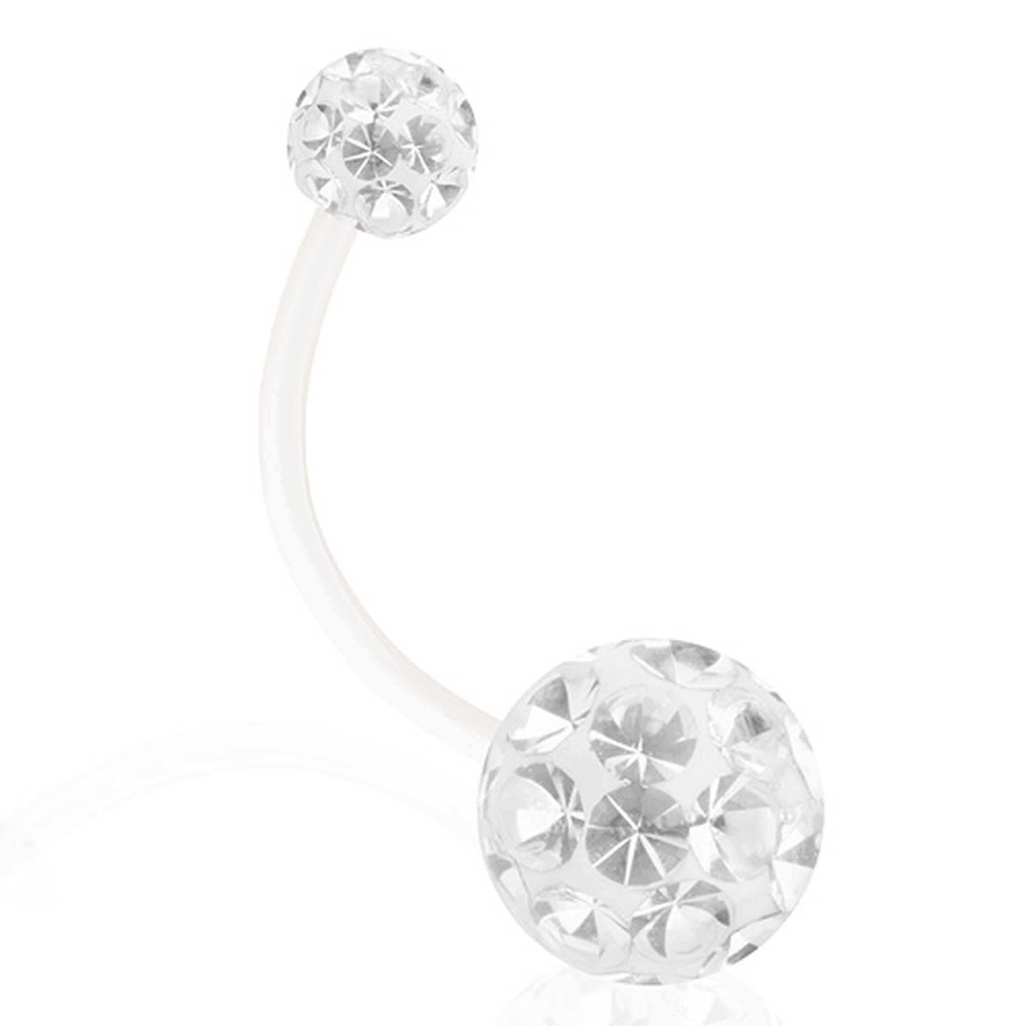 Taffstyle Bauchnabelpiercing Bauchpiercing Ferido Kristall Bioflex Stab Schwangerschaft flexibel (Flexibler Piercingstab mit funkelnder Ferido Kristallkugeln perfekt als Geschenk)