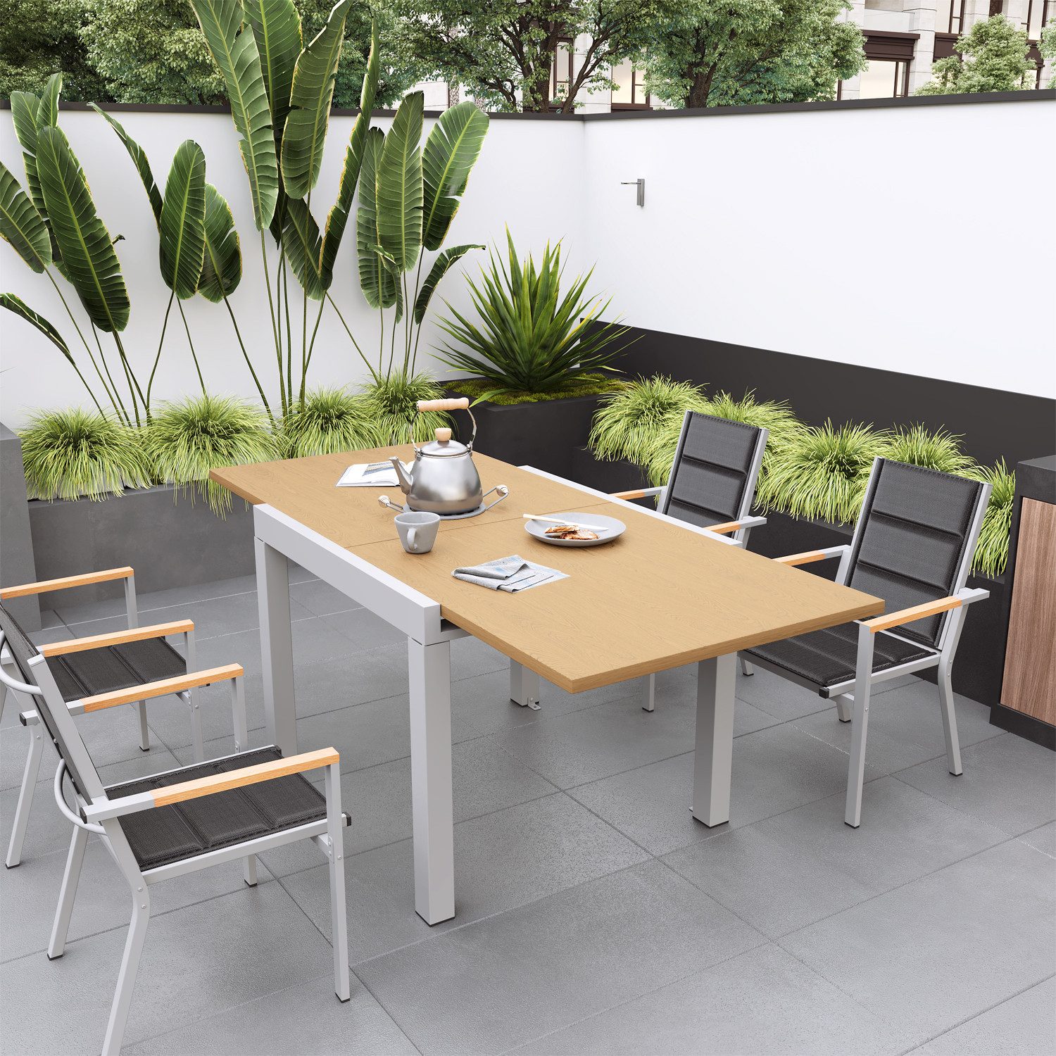 HOMALL Gartentisch Gartentisch, rostfreies Aluminium Ausziehtisch für 6 bis günstig online kaufen