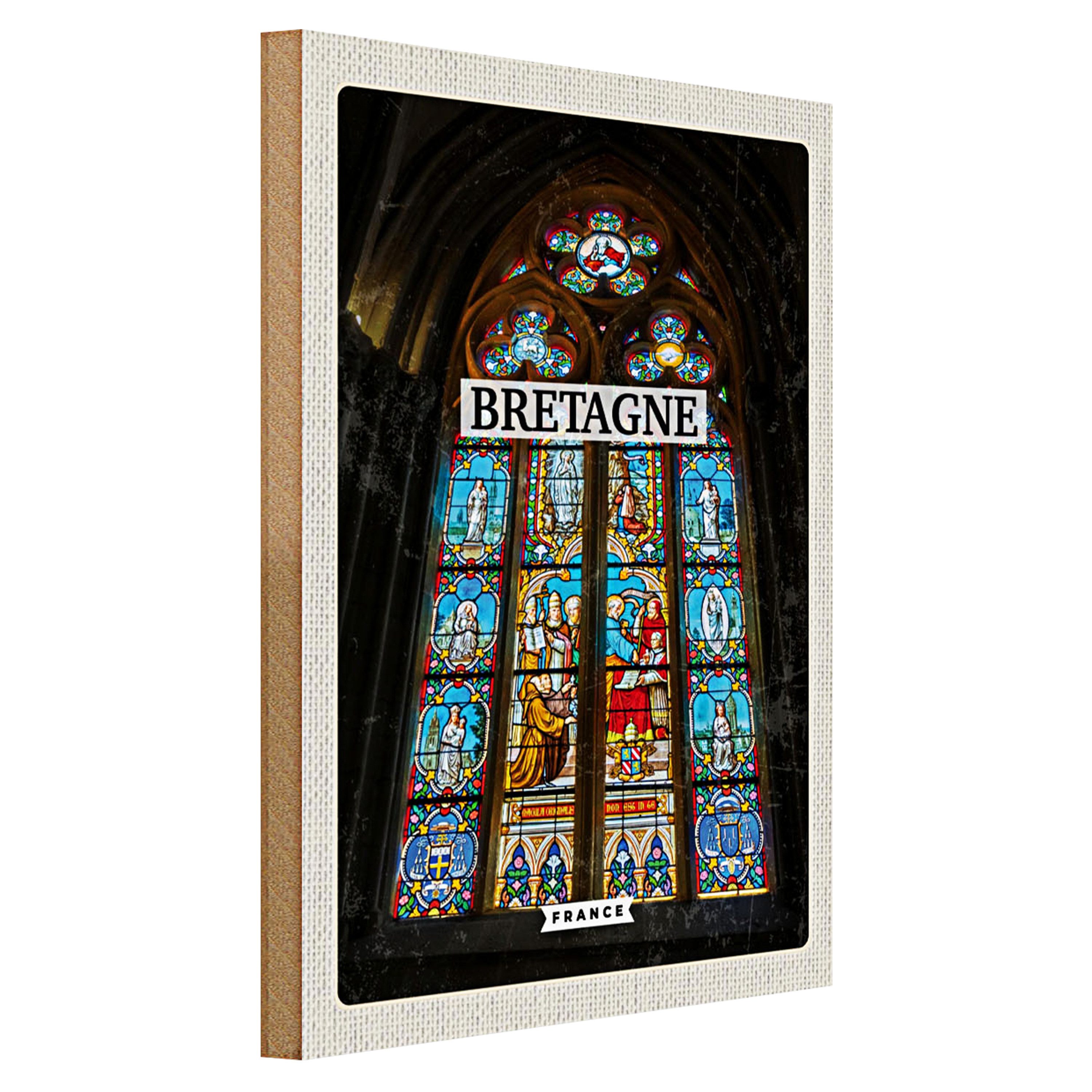 Roomando Holzbild Reise 30x40cm Bretagne France Kapelle Reiseziel