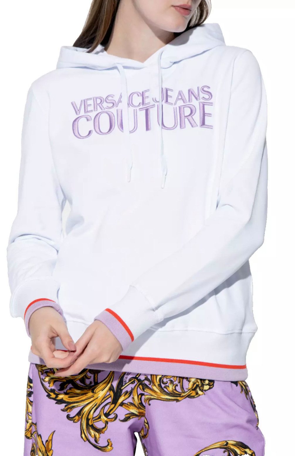 Versace Jeans Couture Hoodie Kapuzen-Sweatshirt Logo Hoodie Пуловеры Hooded Sweater Kapuze, Logo-Stickerei, gerippte Abschlüsse