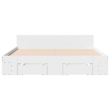 vidaXL Bett Bettgestell mit Schubladen Weiß 150x200 cm Holzwerkstoff