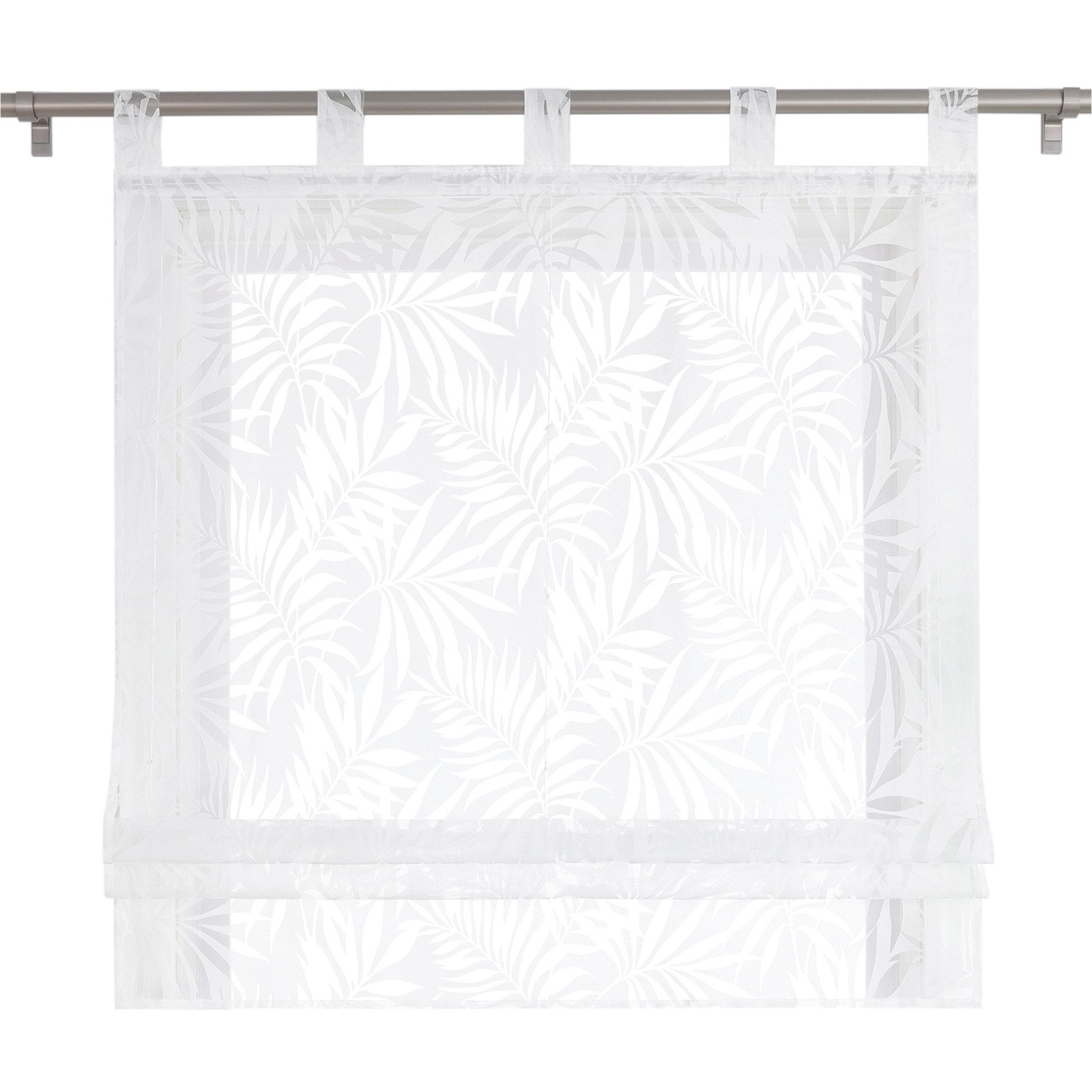 Joyswahl Raffrollo, mit Schlaufen, Ausbrenner Weiß Raffgardinen Landhaussti günstig online kaufen