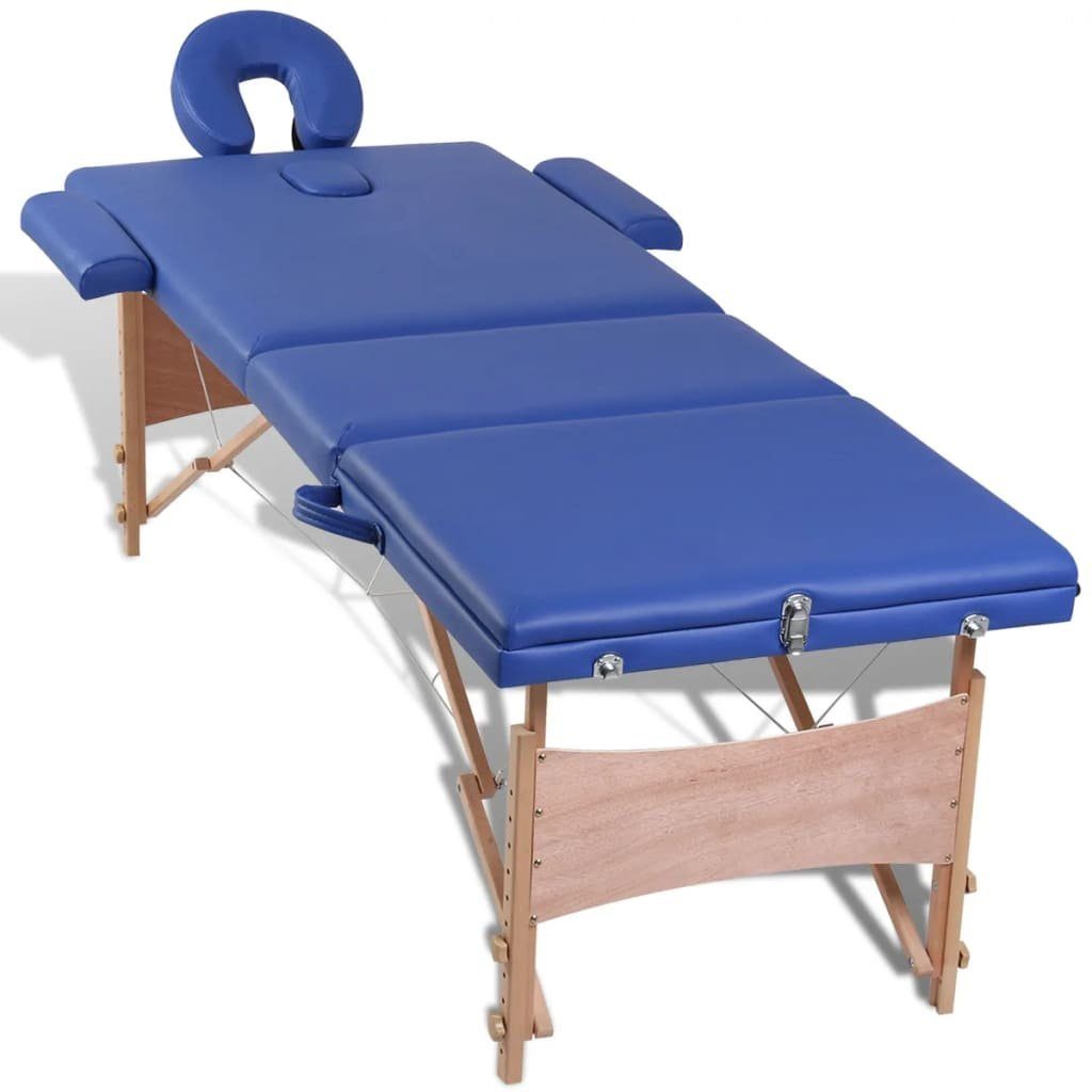 Blau Holzrahmen, mit Massagetisch Massageliege vidaXL 3 faltbar Zonen