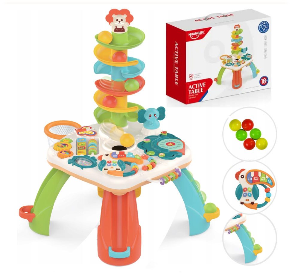 COIL Spieltisch COIL Lerntisch, Baby-Aktivitätstisch-Spielzeug, Interaktive Kugelbahn, Kugelrutsche, Lernspielzeug, Ball Safari