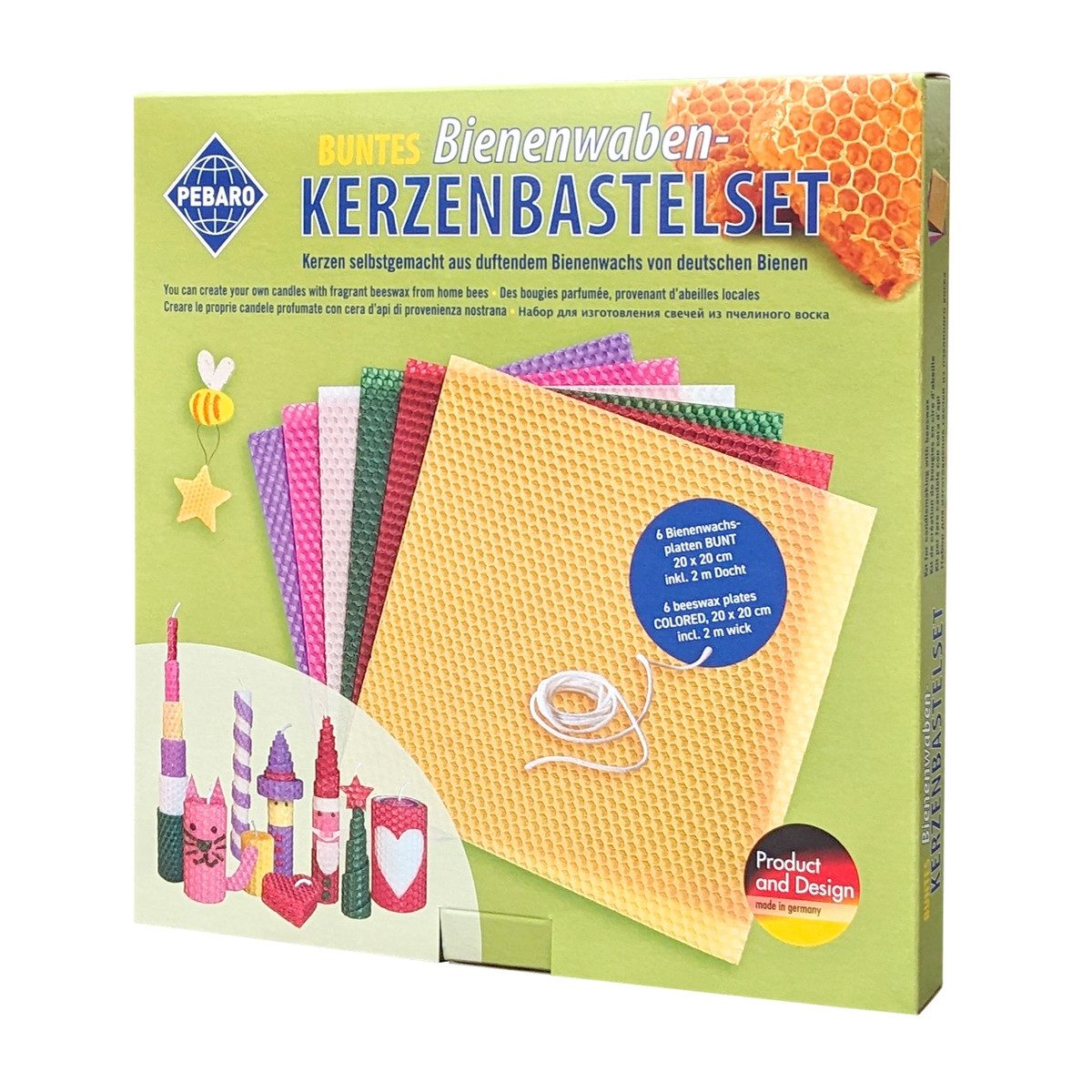 PETER BAUSCH Bilderrahmen zum Basteln Pebaro Bienenwaben Kerzenbastelset bunt 7 Teile