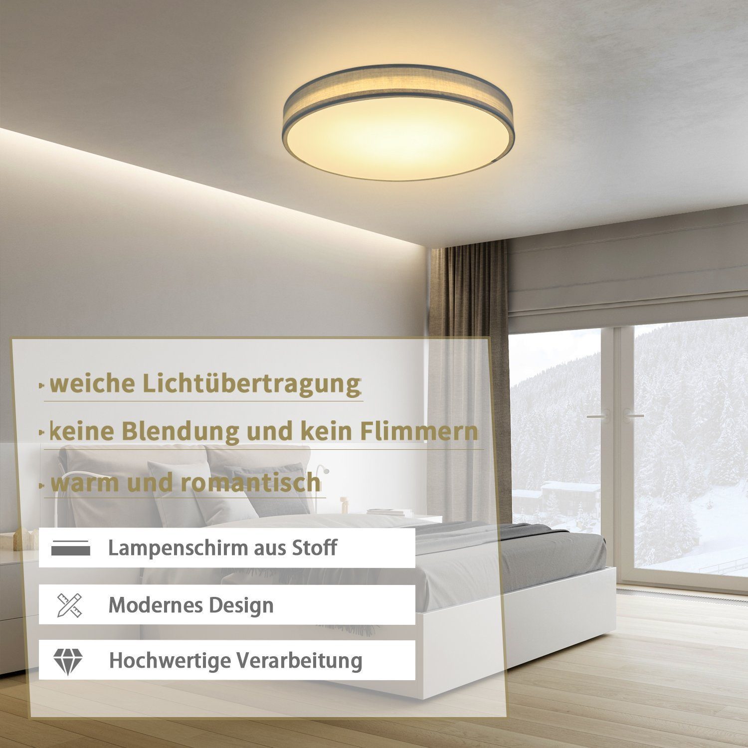 Nettlife LED Deckenleuchte Schlafzimmer Dimmbar Schwarz günstig online kaufen