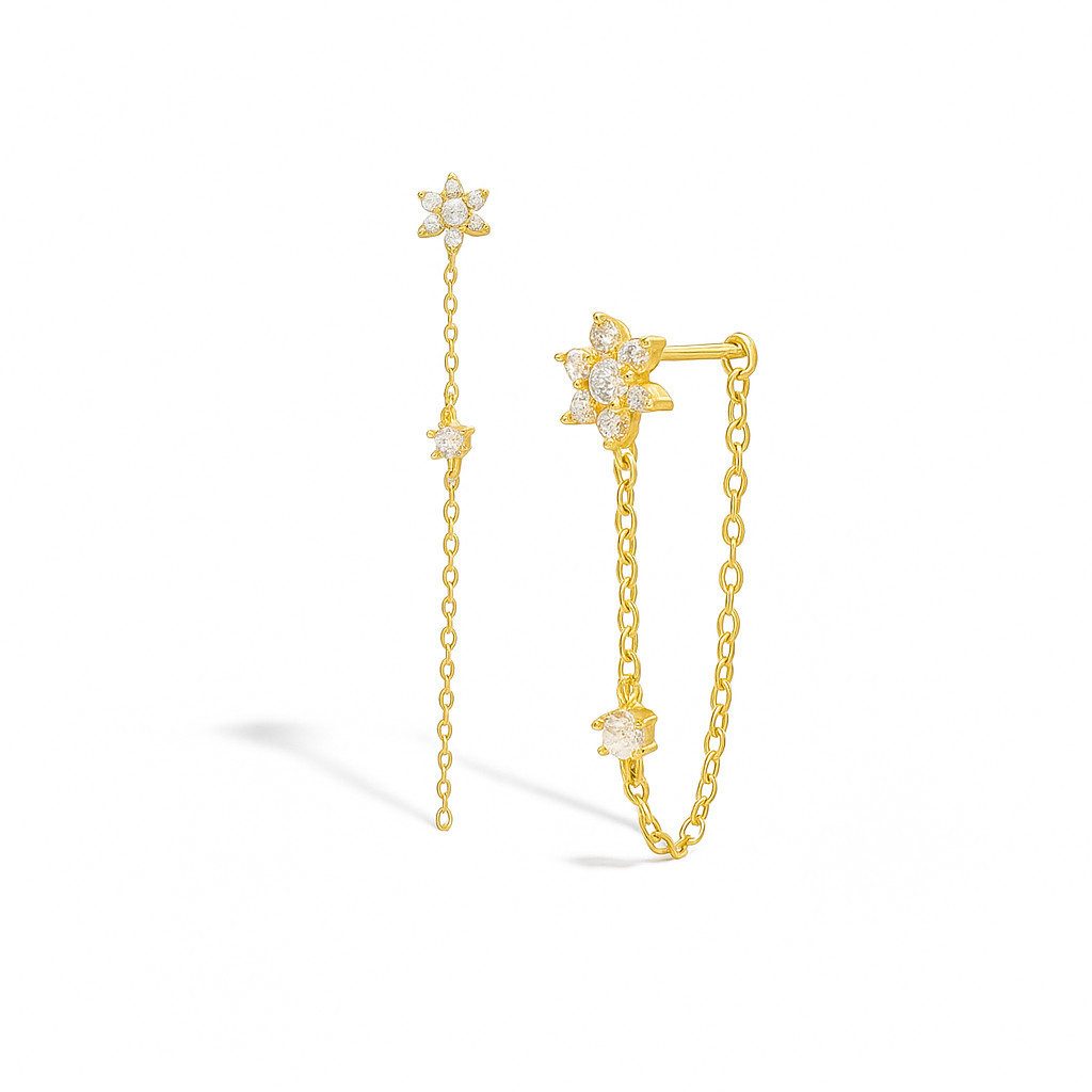 Paar Ohrhänger Kettenohrringe aus 925 Sterling Silber oder 18K Gold plattiert