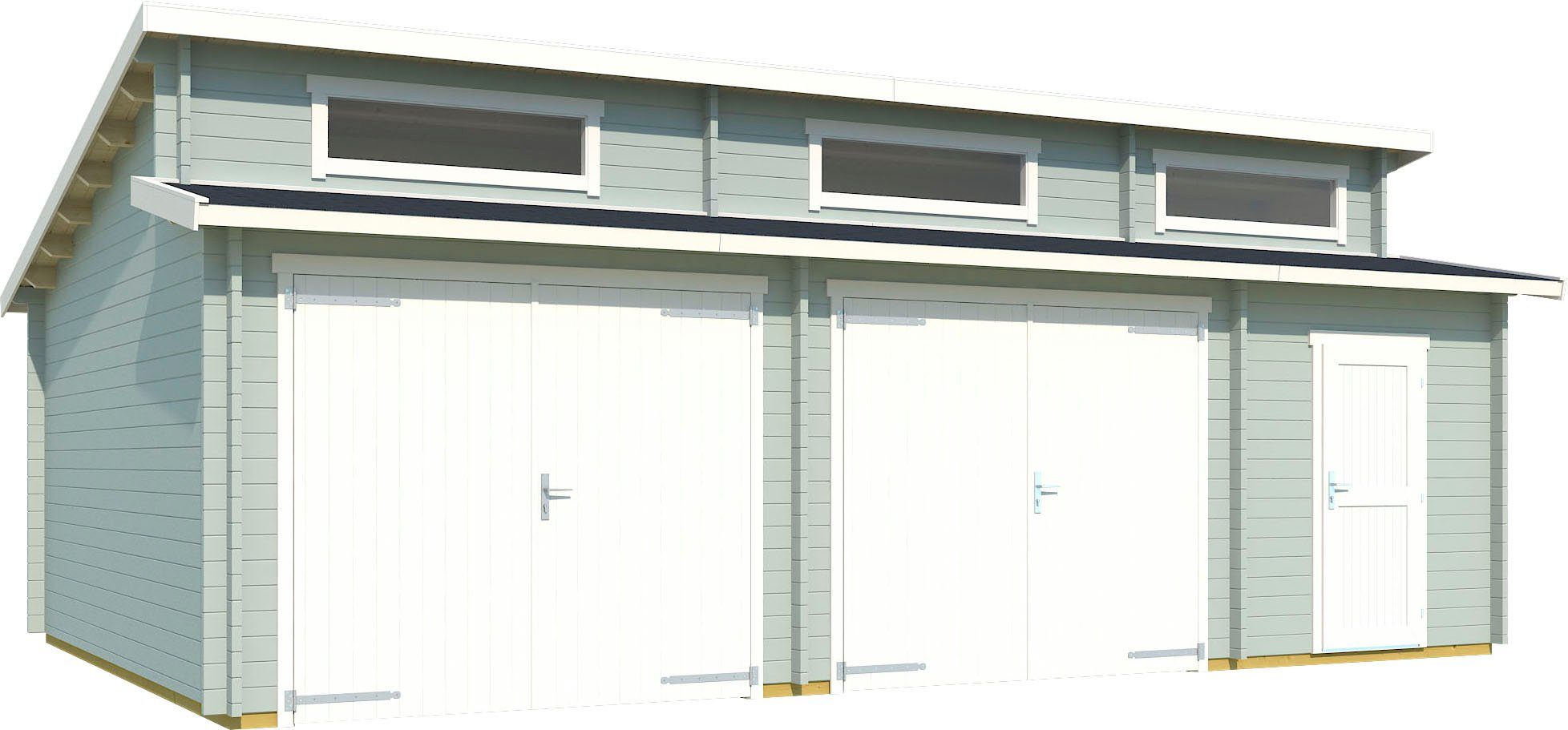 LASITA MAJA Garage Hawaii (Set, Für 2 Fahrzeuge geeignet), Garage + 2 Holztoren gletschergrün | Garagen