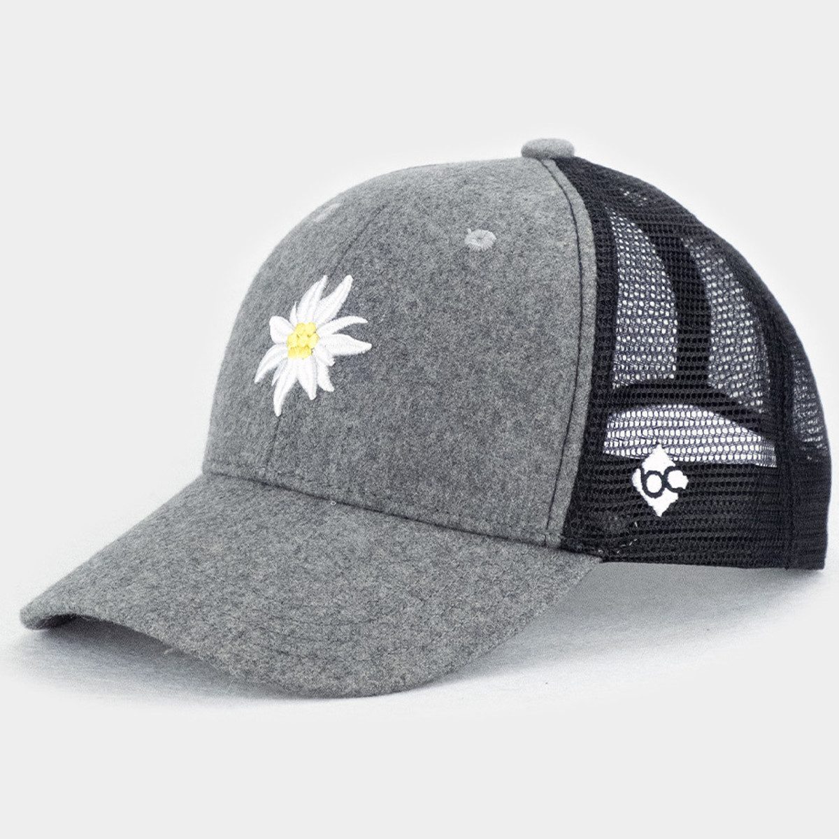 Trucker Cap Bavarian Caps Edelweiß Mesh Curved Cap One Size grau