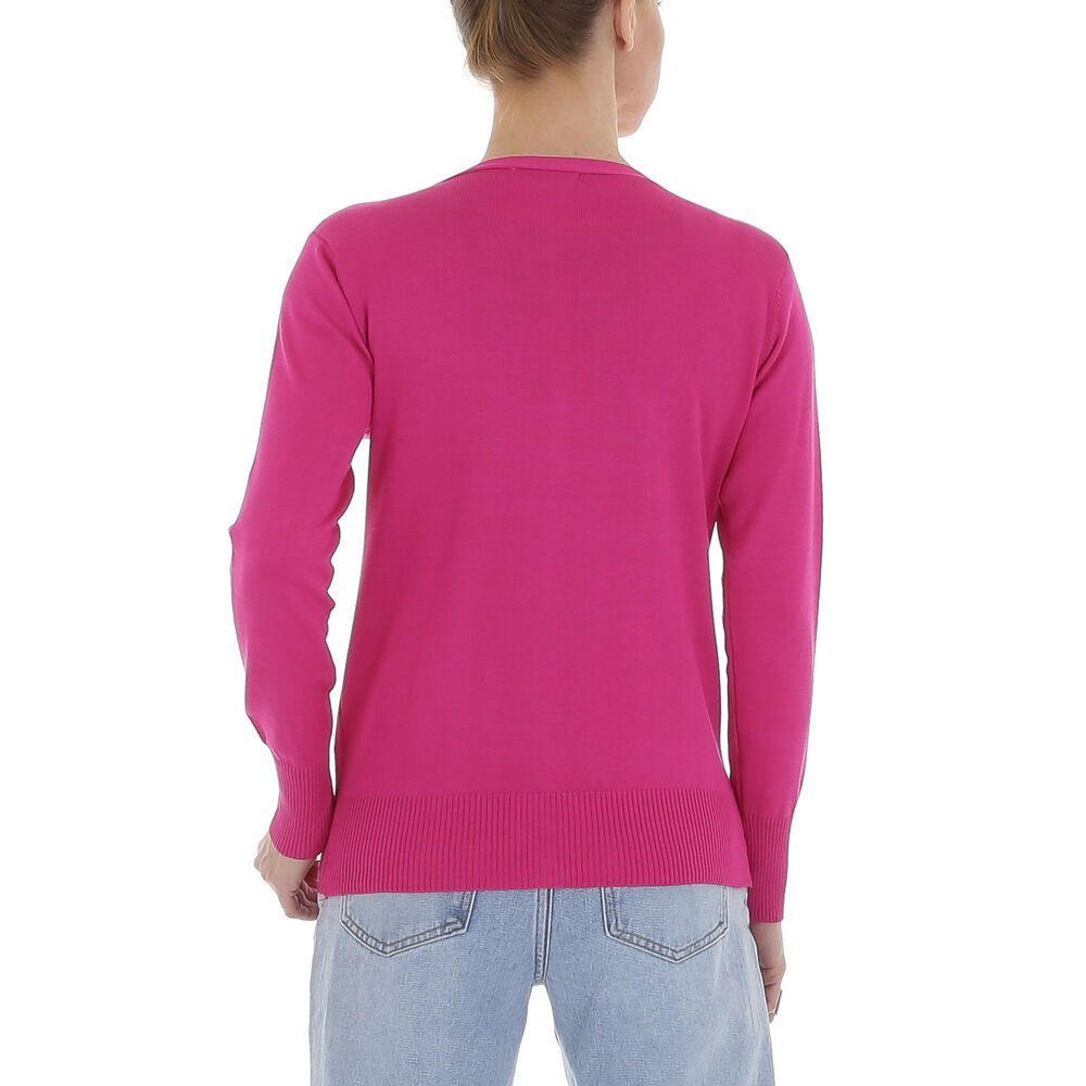 & Damen Ital-Design Strickjacke Cardigan Freizeit Strickjacke Pink Stretch in