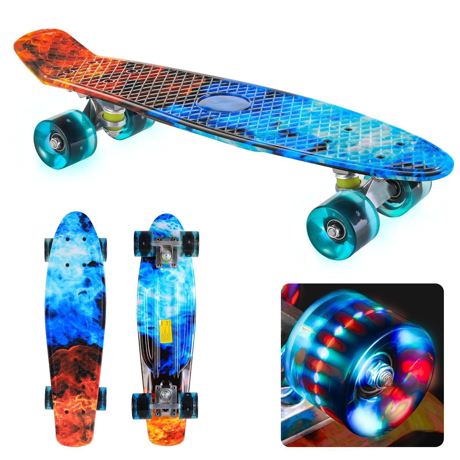22''Skateboard Longboard Funboard Komplettboards Kinder Jugendliche LED Rolle DE 