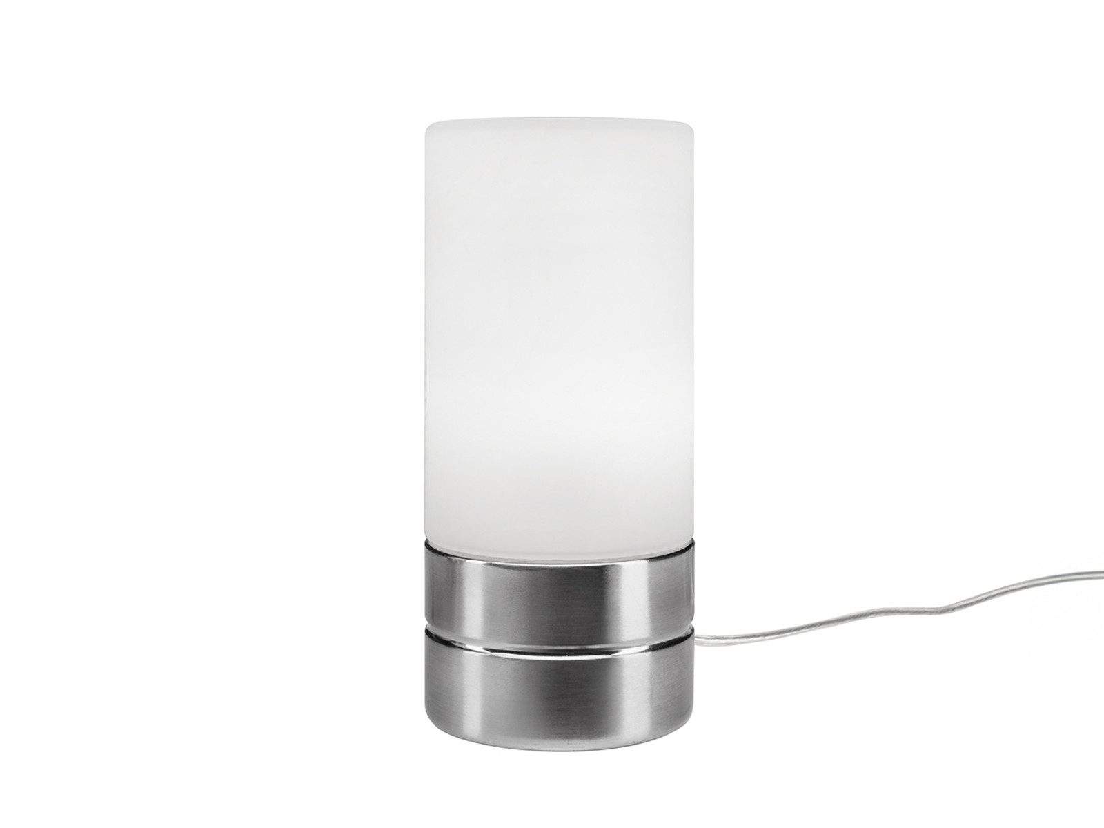 meineWunschleuchte Tischleuchte touch dimmbar & E14 Glasschirm Höhe 20cm, Dimmfunktion, ohne Leuchtmittel, kleine Nacht-Tischlampe mit Zylinder Lampenschirm Weiß