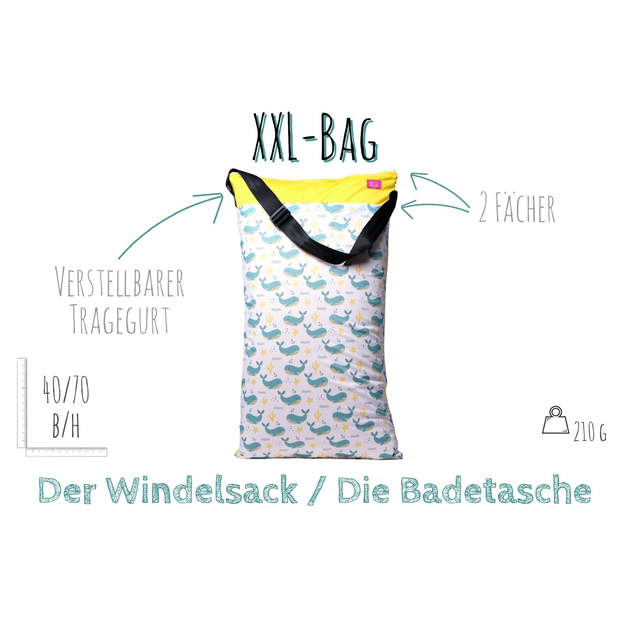 WeBaDa Wäschesack XXL Wetbag für Stoffwindeln & Schmutzwäsche, waschbar, geruchsdicht, schließt Feuchtigkeit ein, atmungsaktiv – Bild 3 von 3