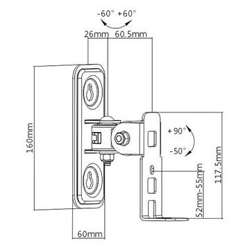 RICOO LH431-B Lautsprecher-Wandhalterung, (1-tlg., Wandhalter für SONOS Play:1 Lautsprecher Boxen schwenkbar neigbar)
