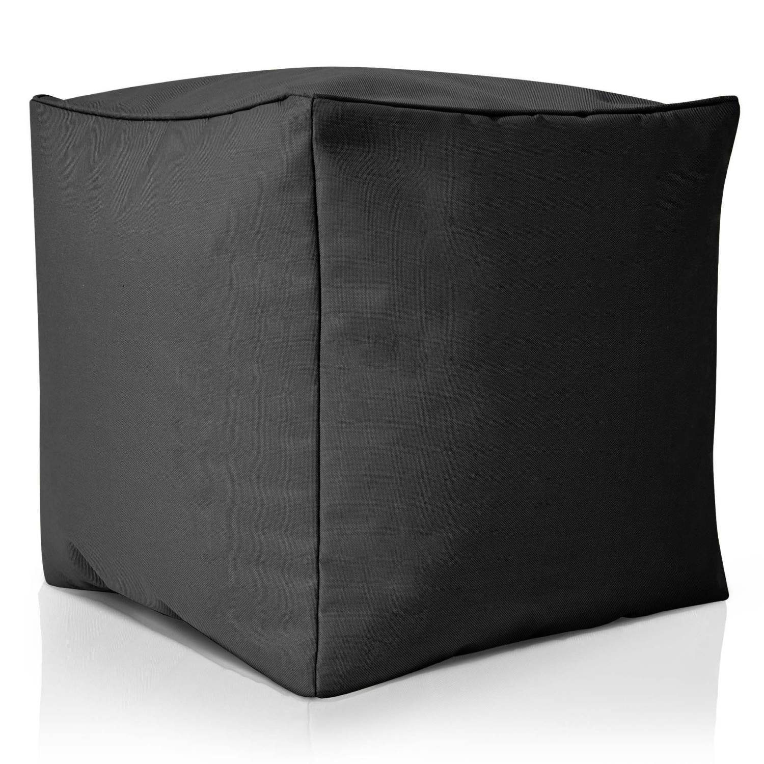 Green Bean Sitzsack Cube (Hocker 40x40x40cm mit EPS-Perlen Füllung, Fußhocker Fußkissen Sitz-Pouf für Sitzsäcke), Bodenkissen für Kinder und Erwachsene - Sitzkissen Sitzhocker Schwarz