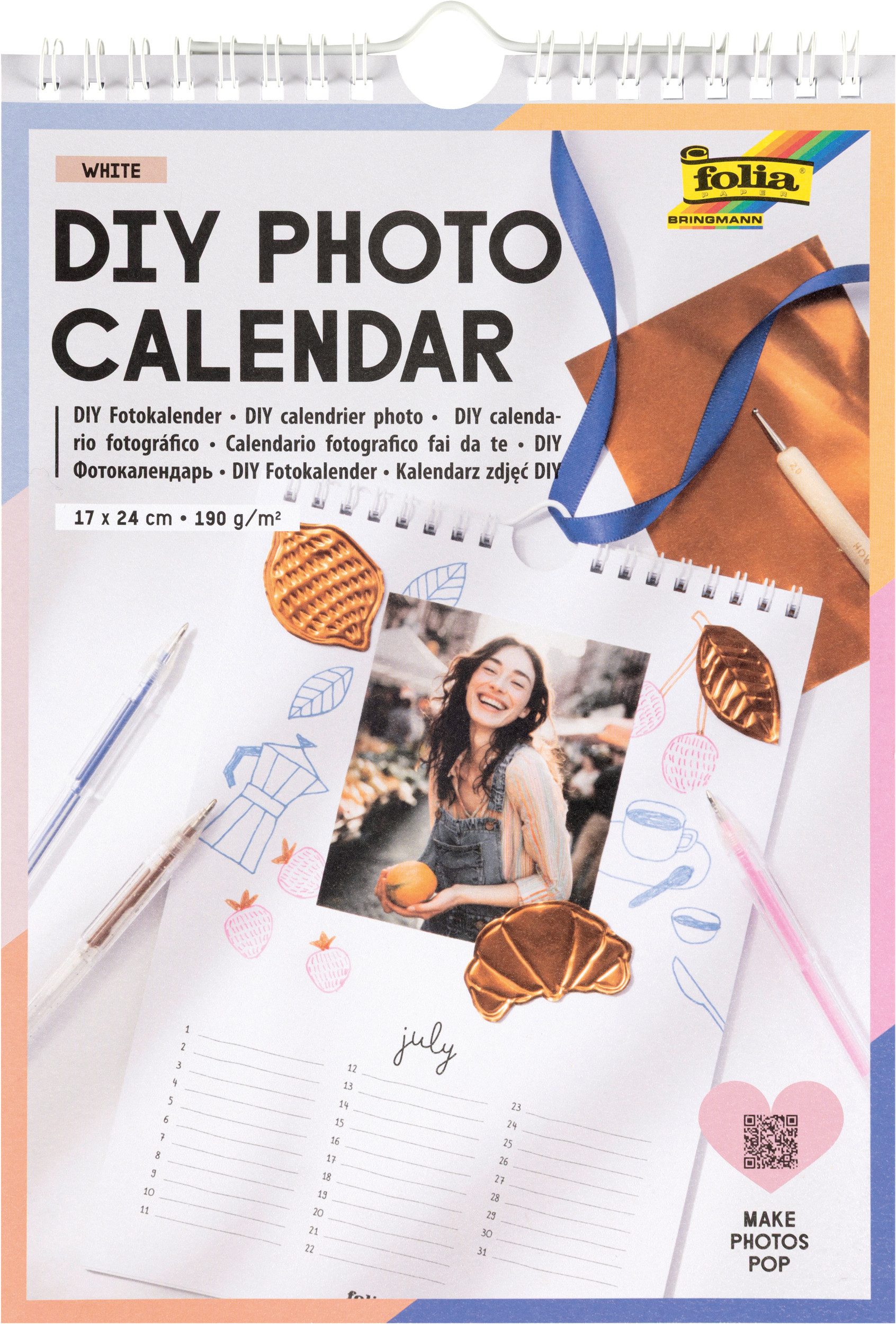 Folia Bastelkalender DIY Fotokalender "White", 13 Bogen