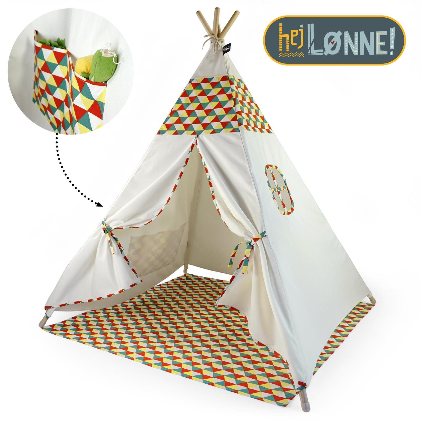 Zelt für Kinderzel, (6er Bemusterung Hej Lønne Tipi-Zelt Tipi farbige Kinder Set)