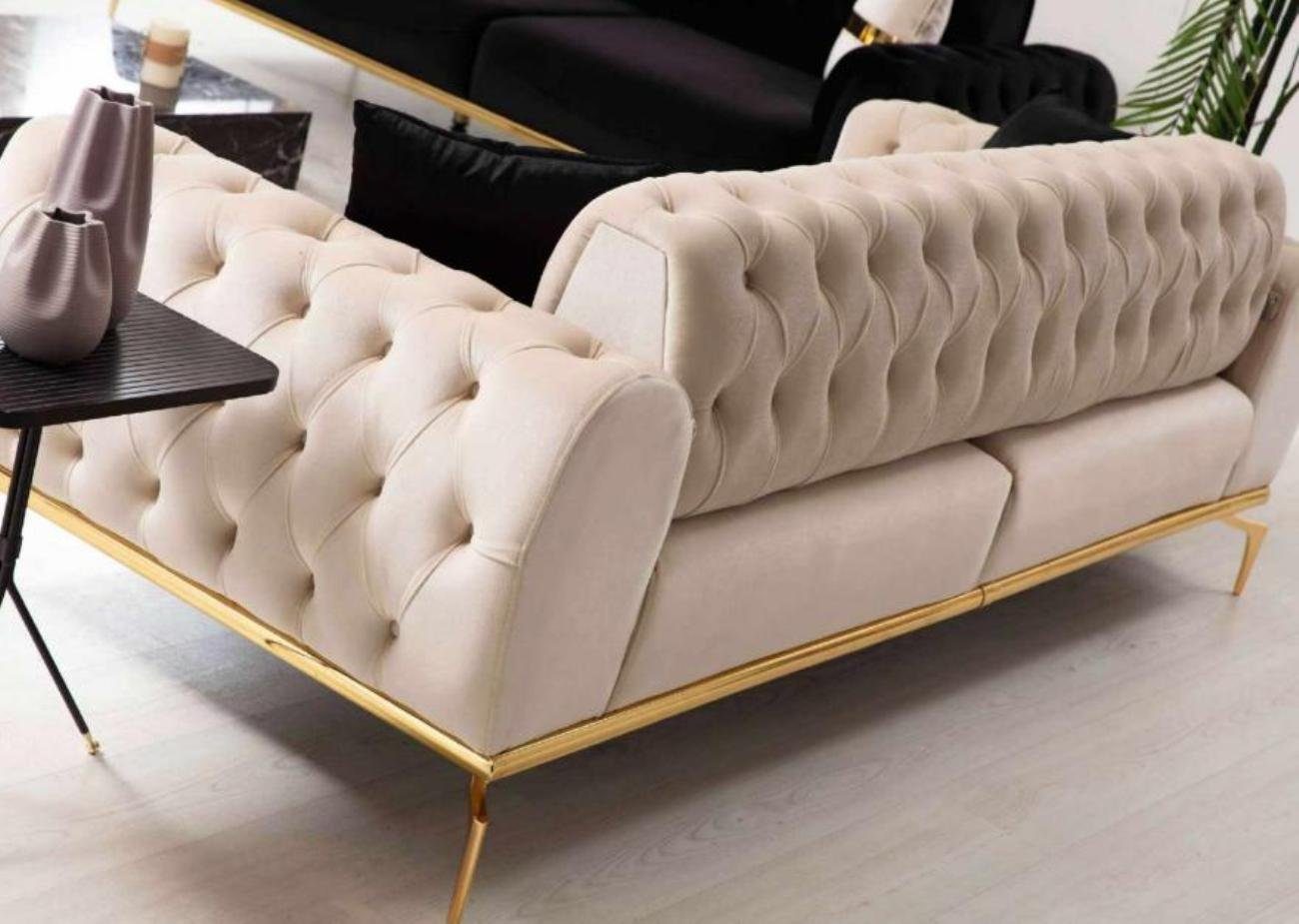 JVmoebel 3-Sitzer Modernes Chesterfield Sofa 1 Dreisitzer Stoffmöbel Edelstahlmöbel, Made Europa Teile, in